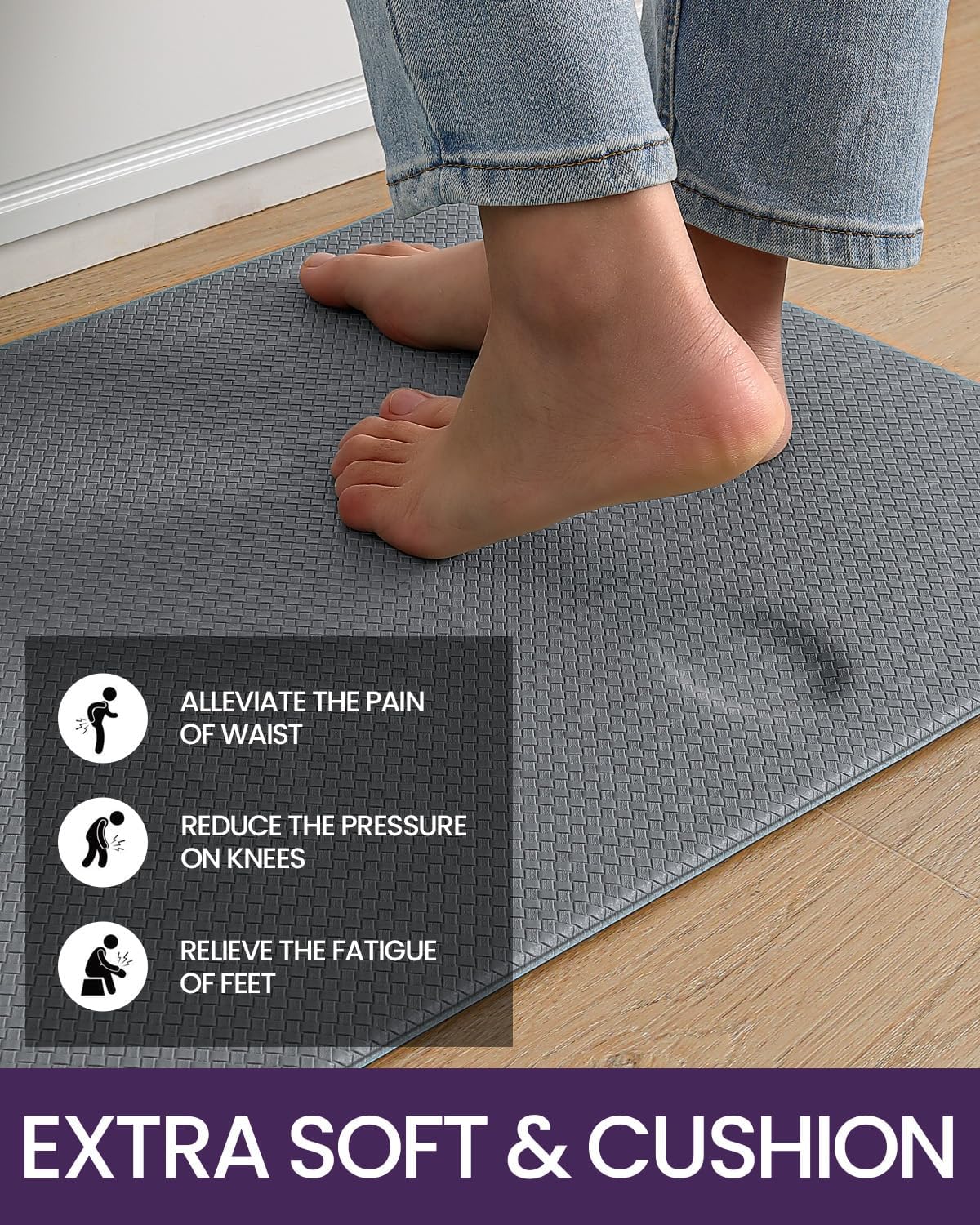 DEXI Anti Fatigue Kitchen Mat 17x59 Grey 1