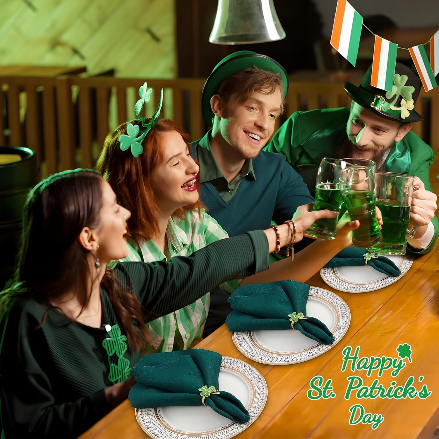 St Patricks Day Shamrock Napkin Rings Set of 12
