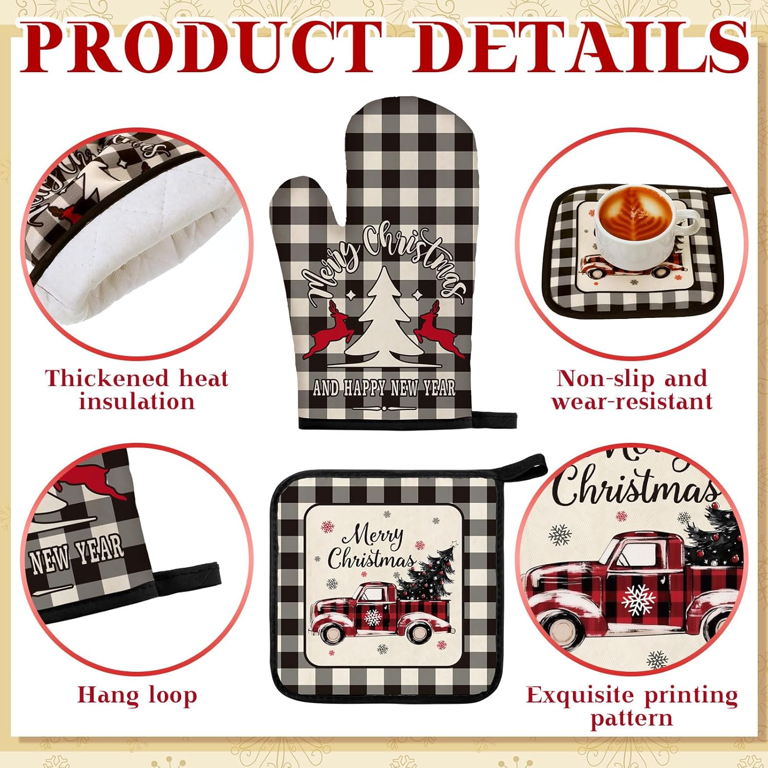 10-Piece Farmhouse Kitchen Set for Mom Daughter Black White