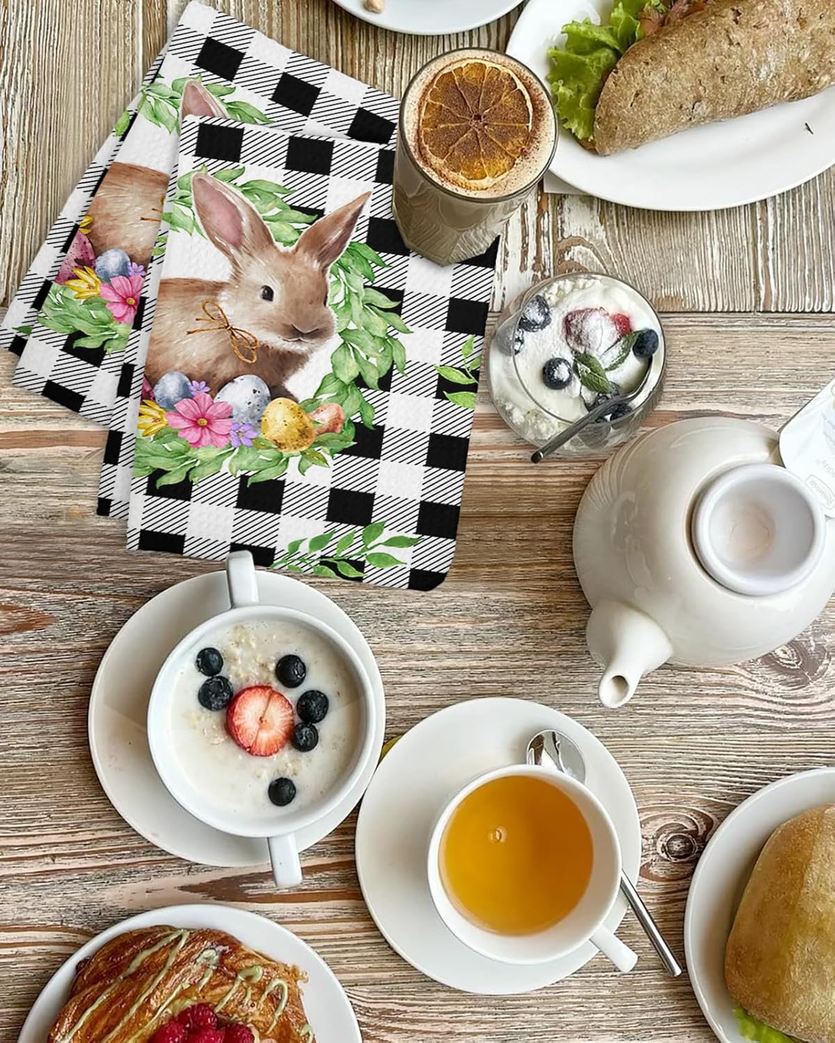 Easter Bunny Waffle Towels Quick-Dry Absorbent Perfect for Kitchen Bathroom