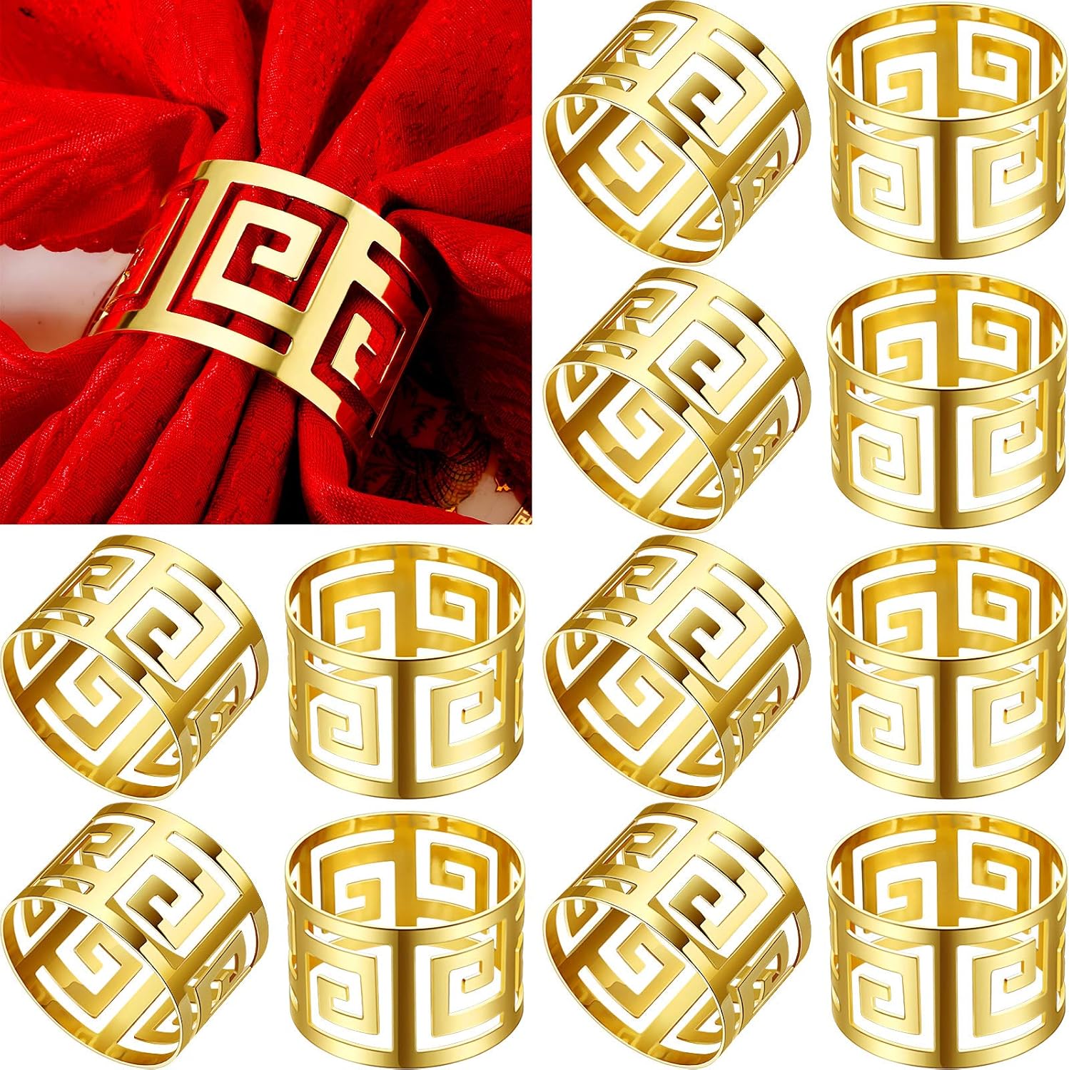 96 Pcs Gold Napkin Rings Elegant Holder Set
