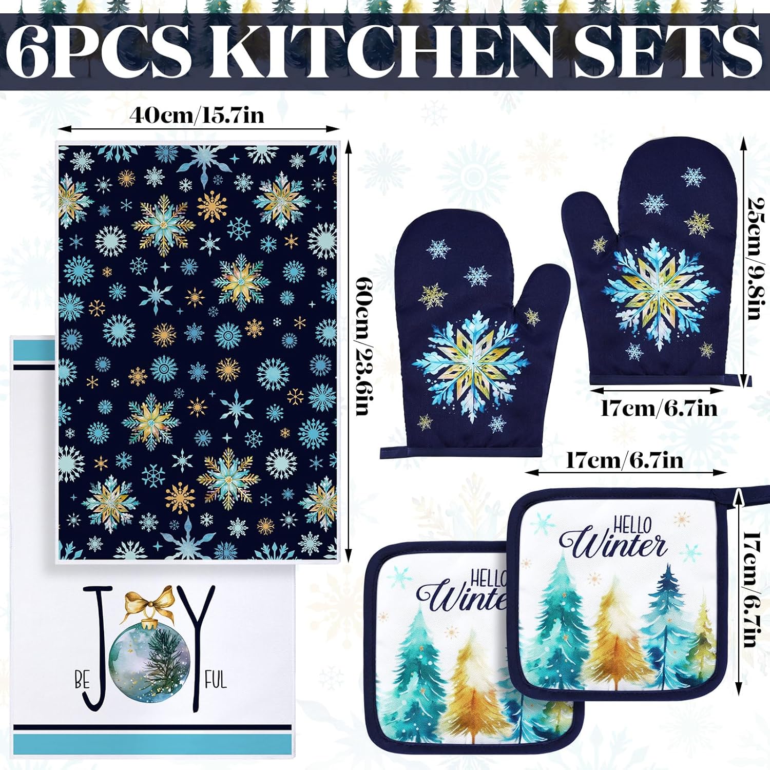 Bencailor 6-Piece Christmas Tree-Themed Kitchen Towels Set