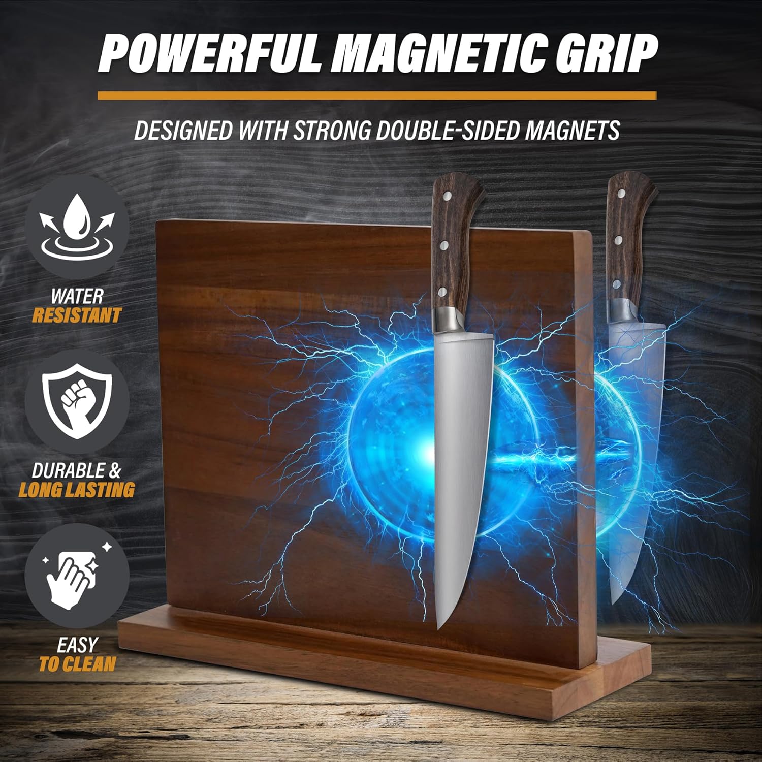 Dual-Sided Wooden Magnetic Knife Holder