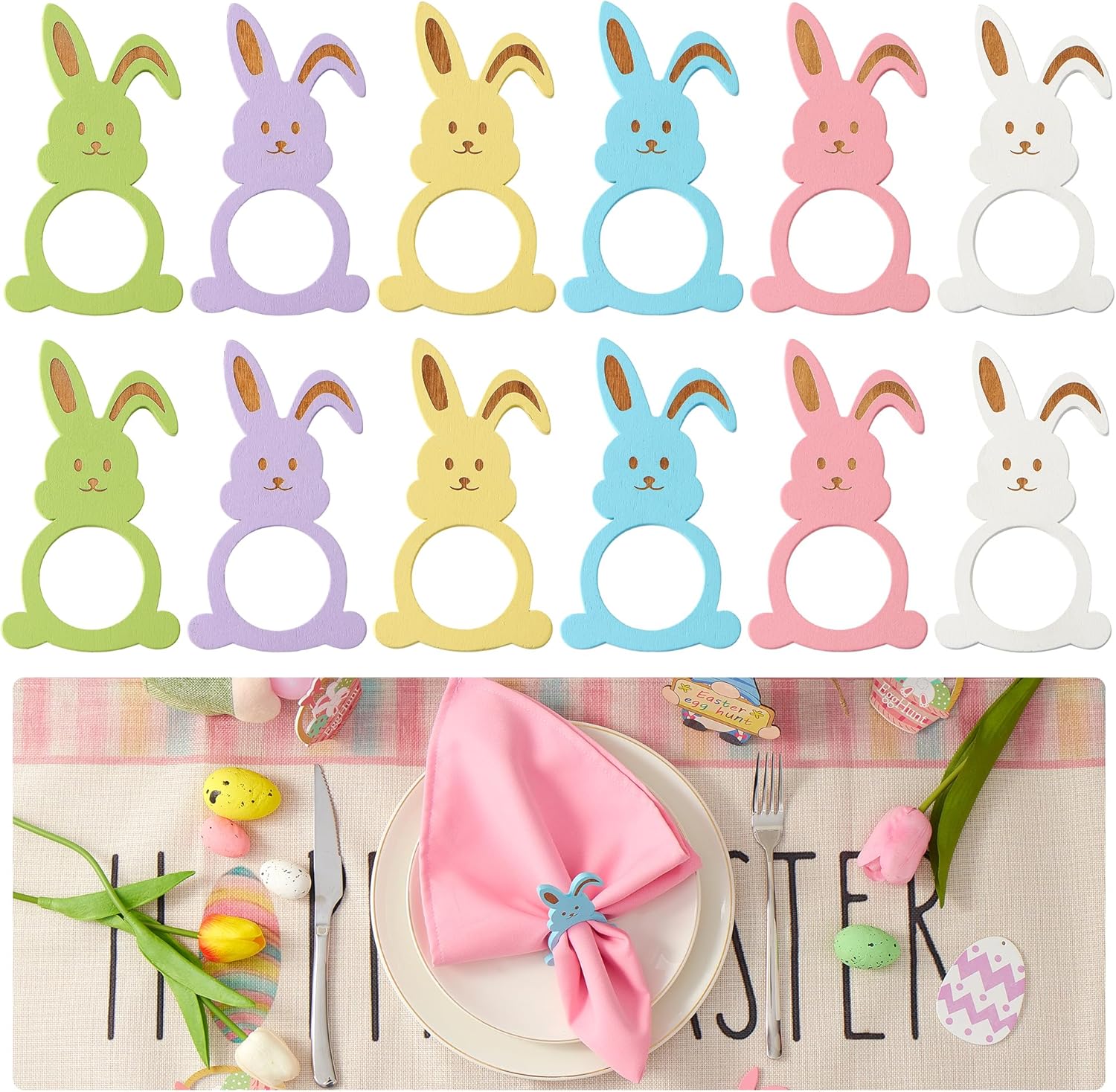 Easter Bunny Napkin Rings Set of 12
