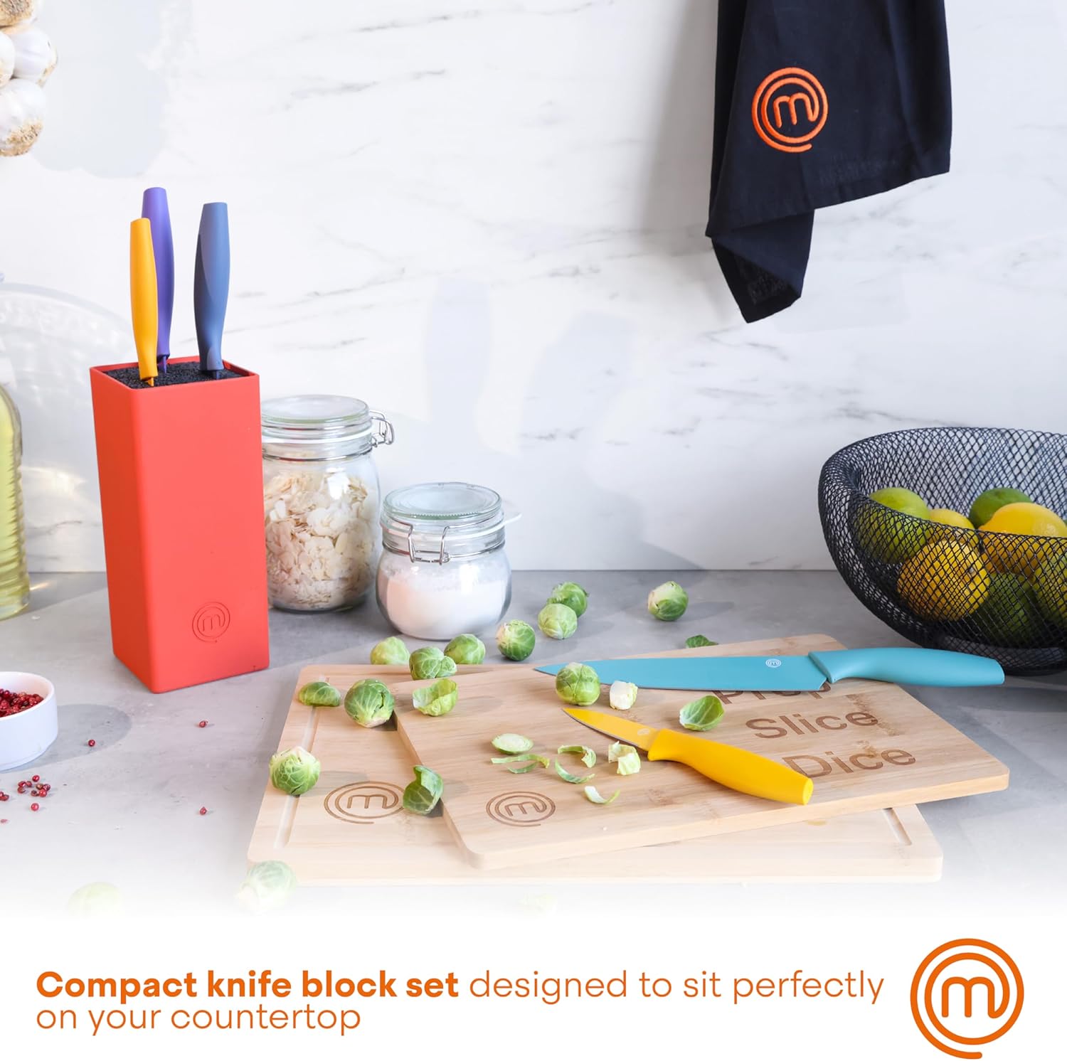 MasterChef Knife Block Set of 6 Professional Kitchen Knives