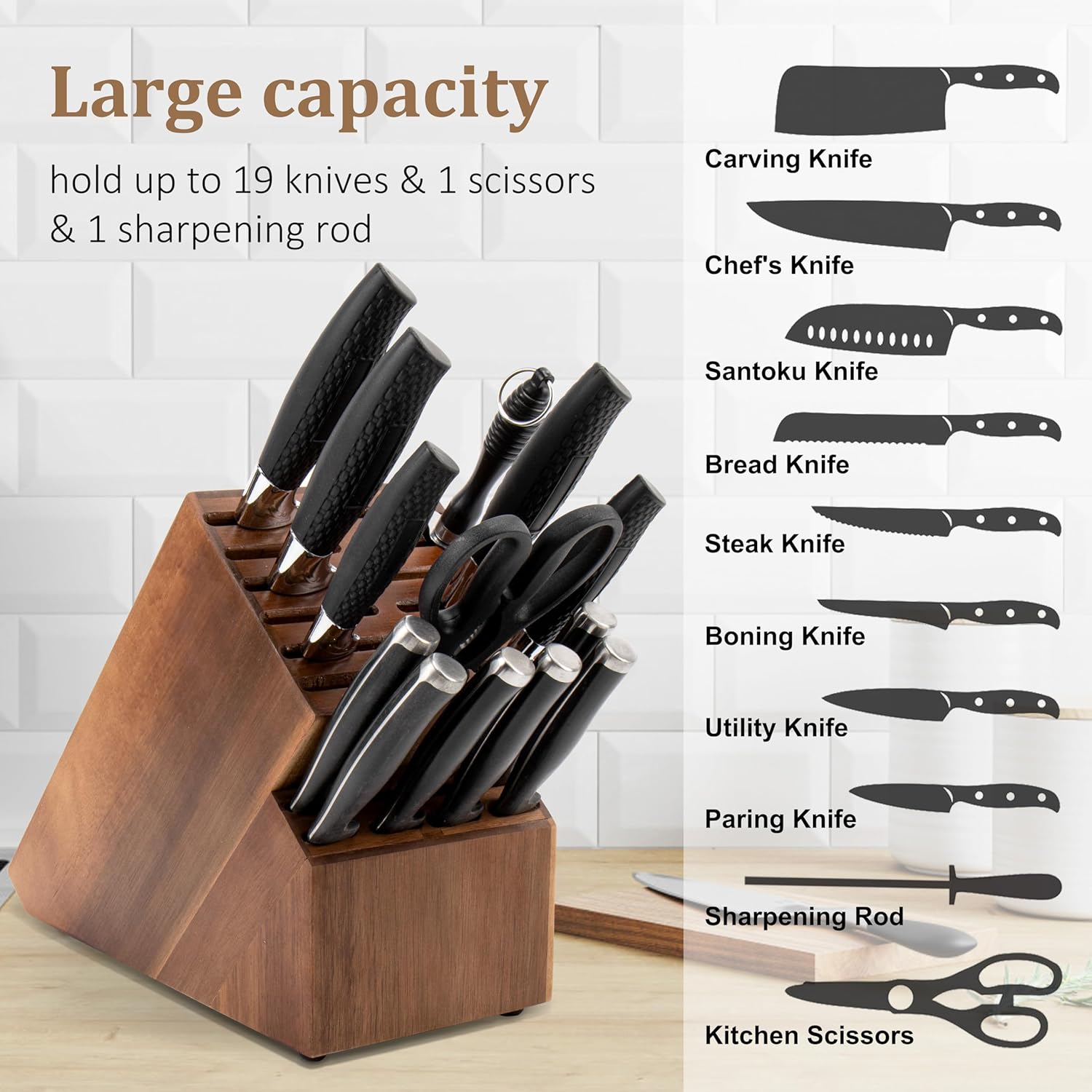 Organize Your Kitchen with ease - 20-Slot Knife Block Storage