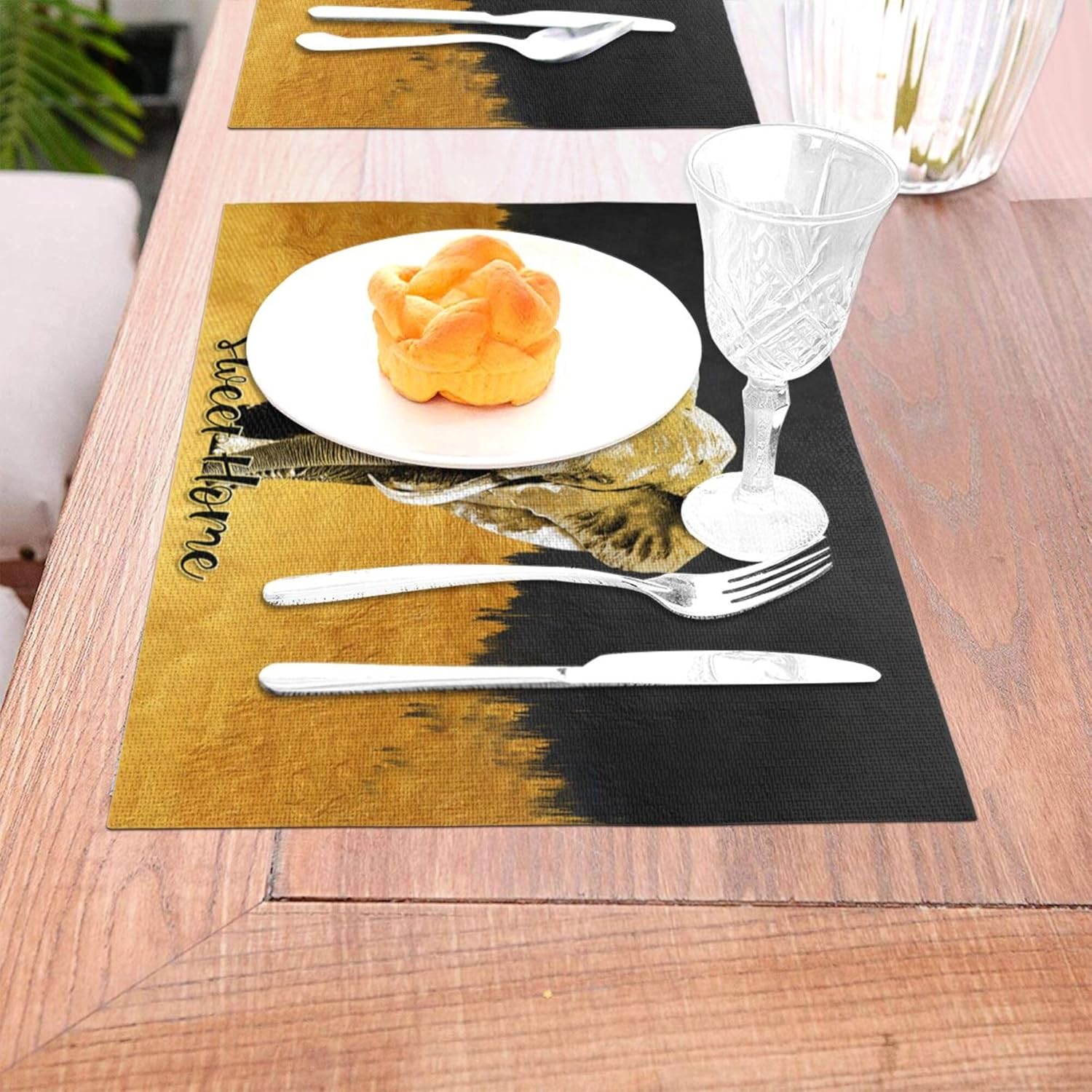 Elephant Placemats Set of 4 Black Gold Table Mats