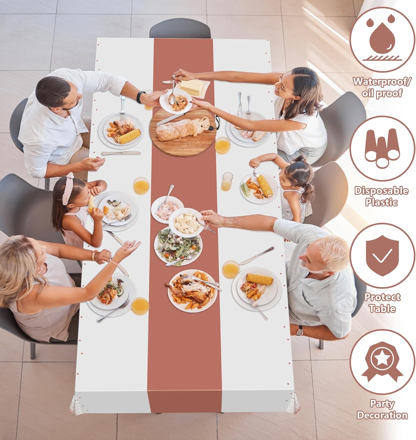 OHOME 8-Pack Disposable Plastic Table Cloths for Parties Elegant Design