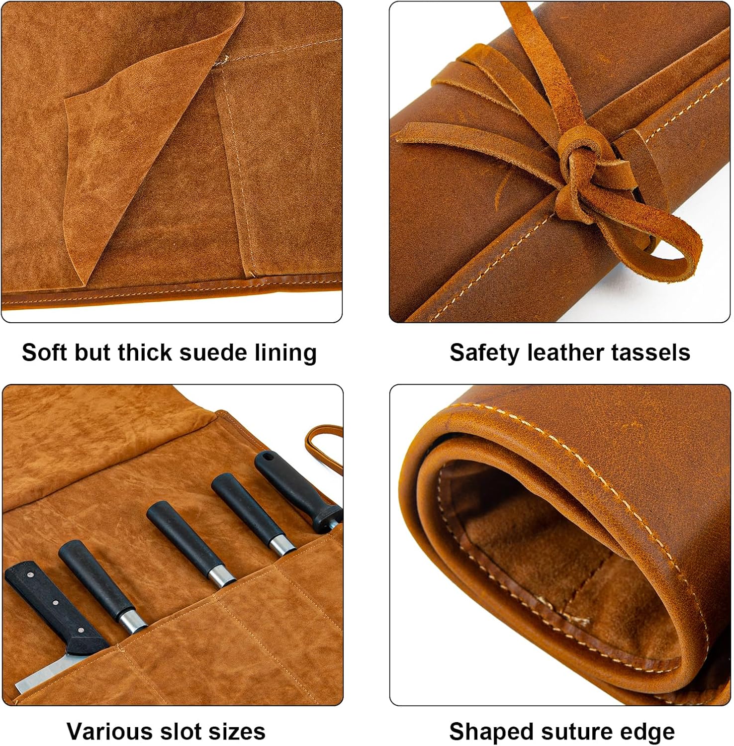 Genuine Leather Knife Roll for Chefs High-Quality Storage