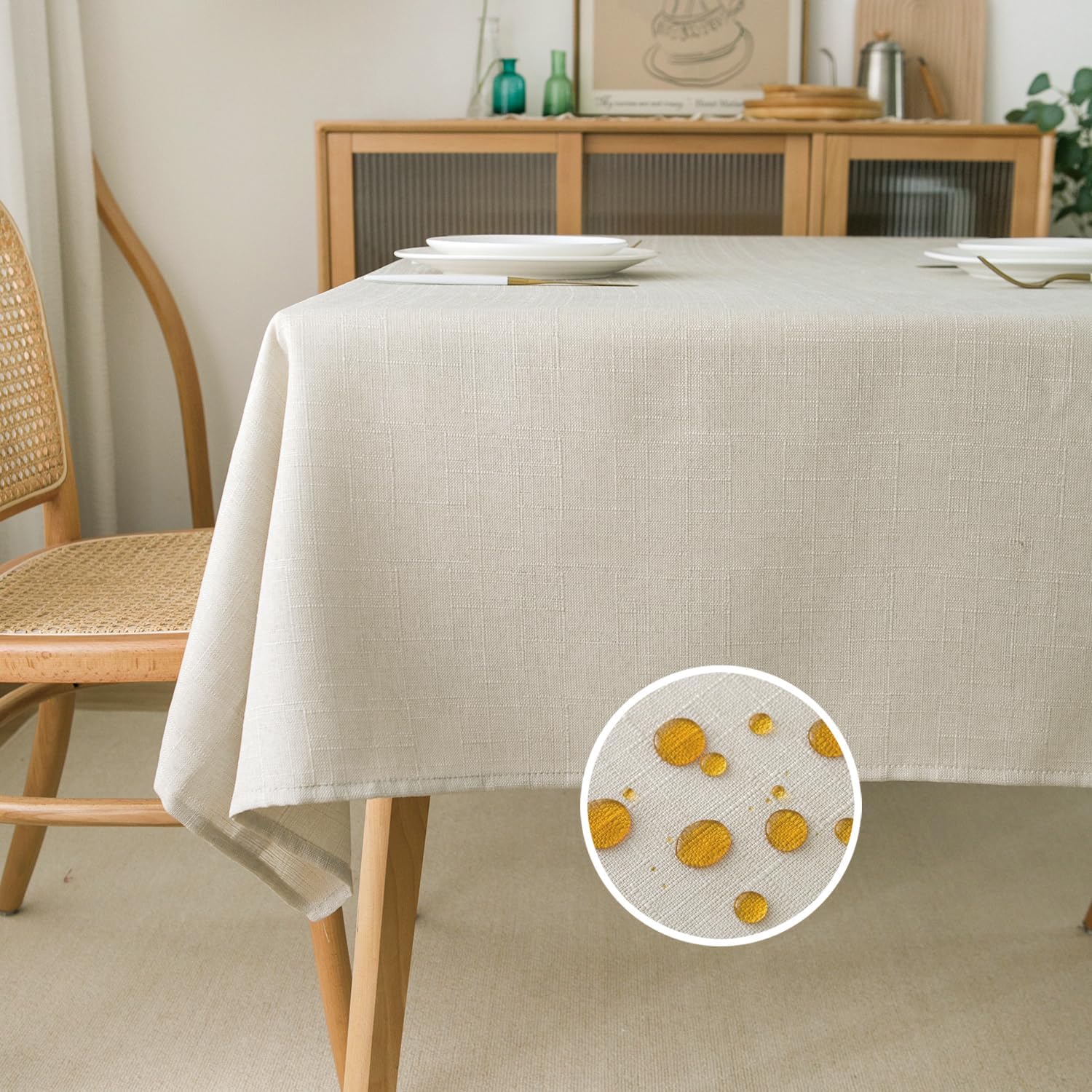 NLMUVW Linen Table Cover 54x78 Inch Rustic Water Resistant