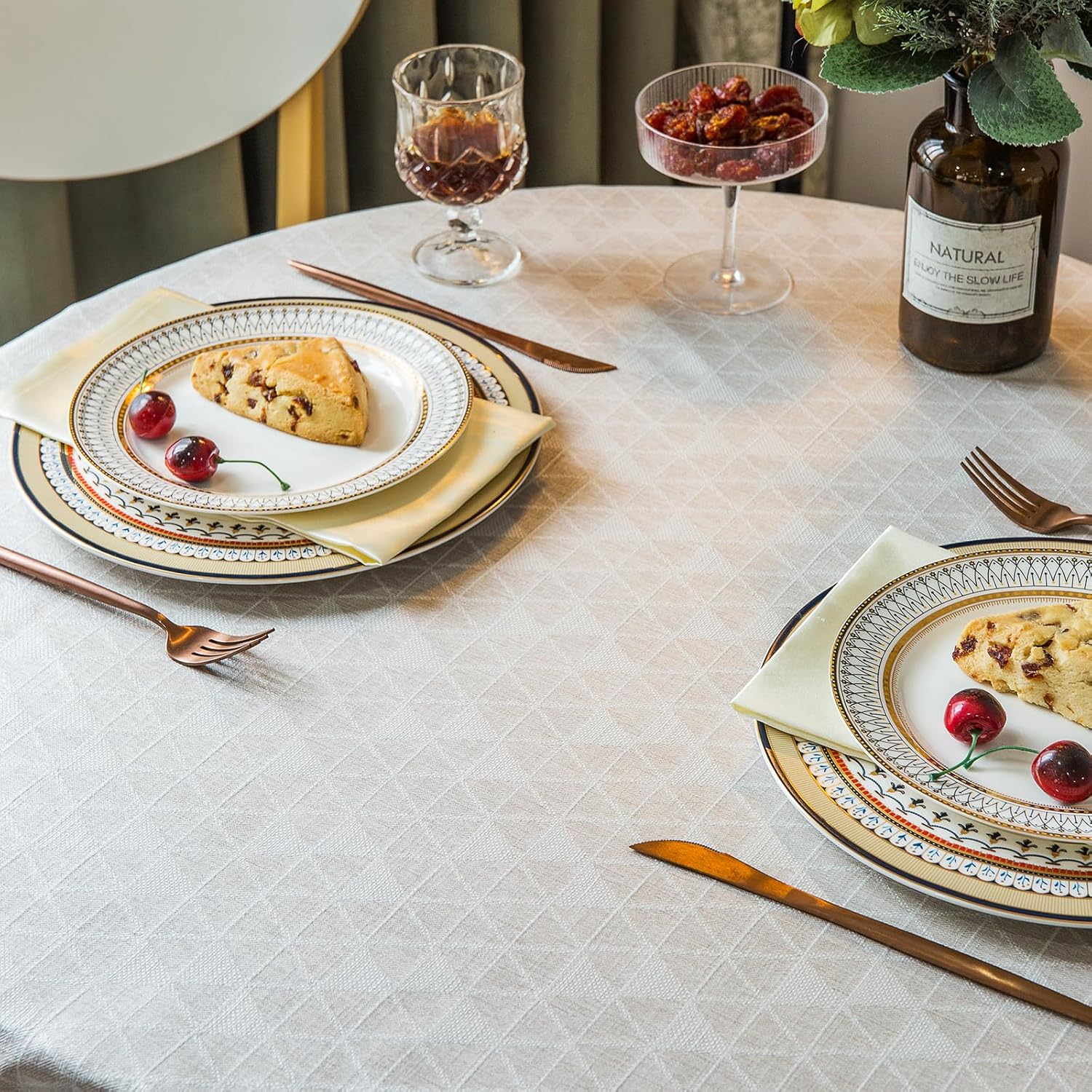Rustic Linen Style Tablecloth for Kitchen Dining