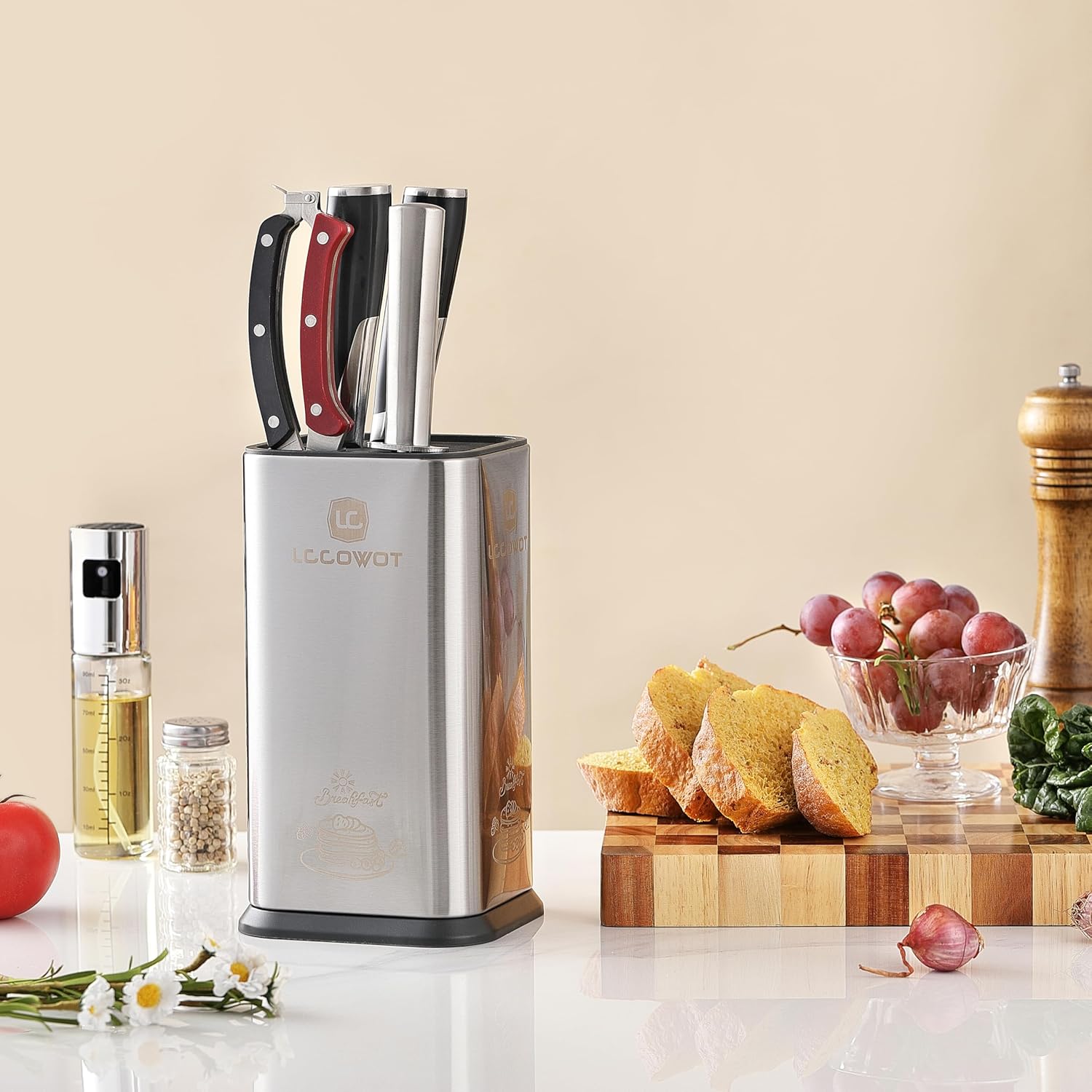 Lccowot Stainless Steel Universal Knife Block