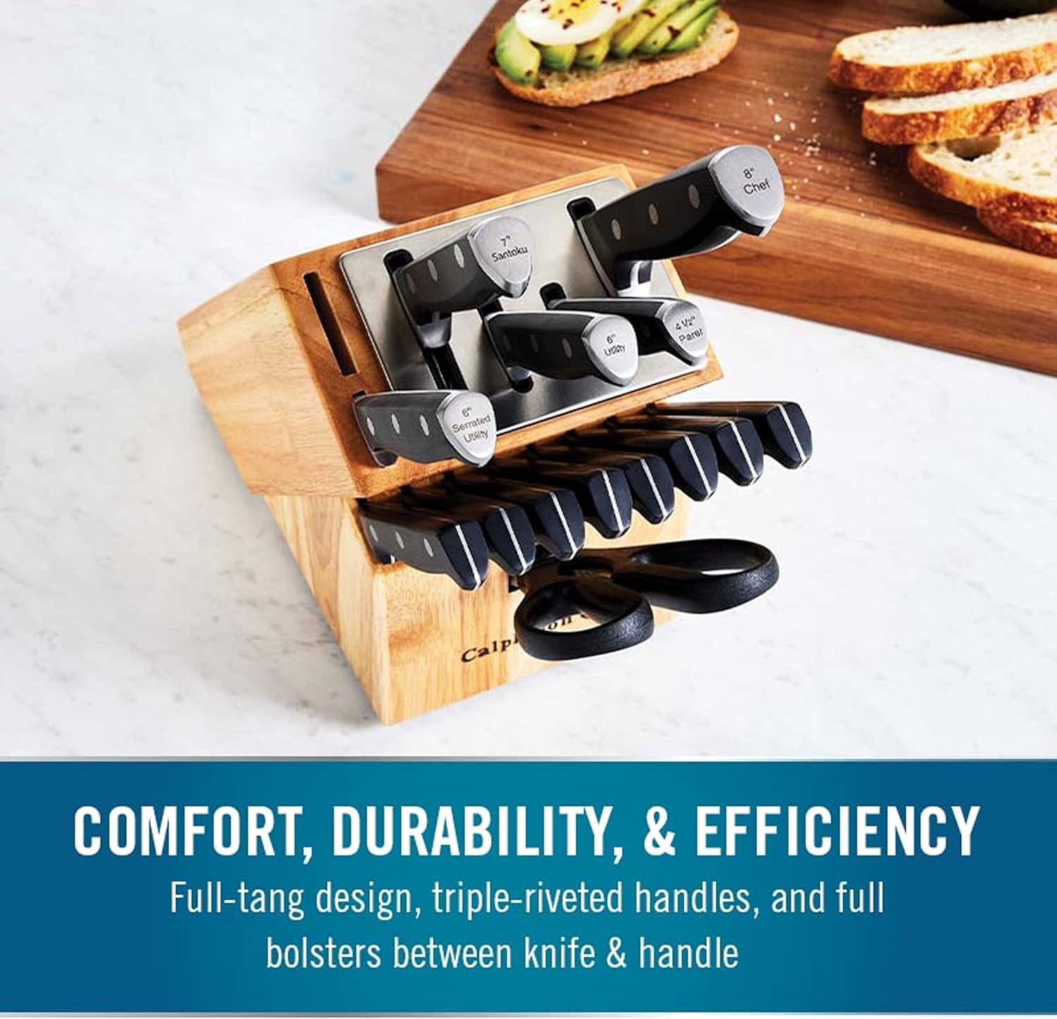 Calphalon Kitchen Knife Set with Self-Sharpening Block Durable Sharp and Premium