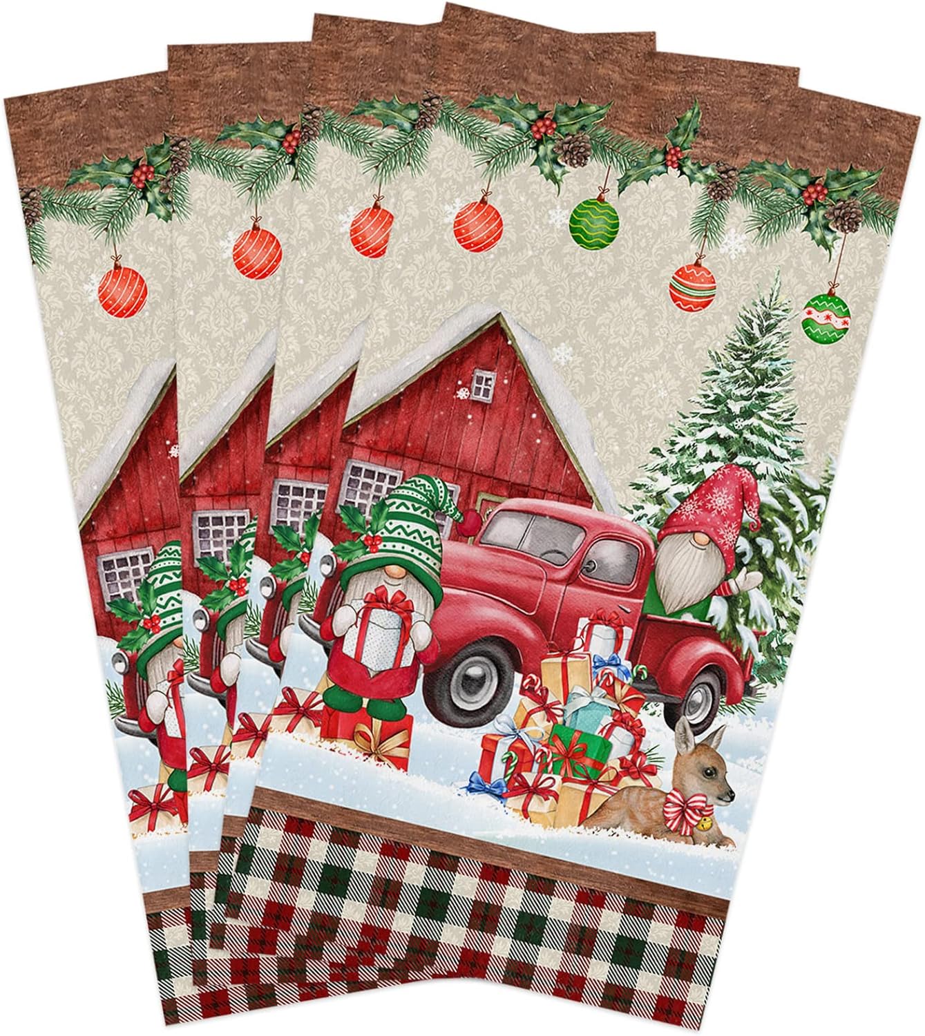 ZOE GARDEN Farmhouse Snowman Kitchen Towels 4-Piece Set