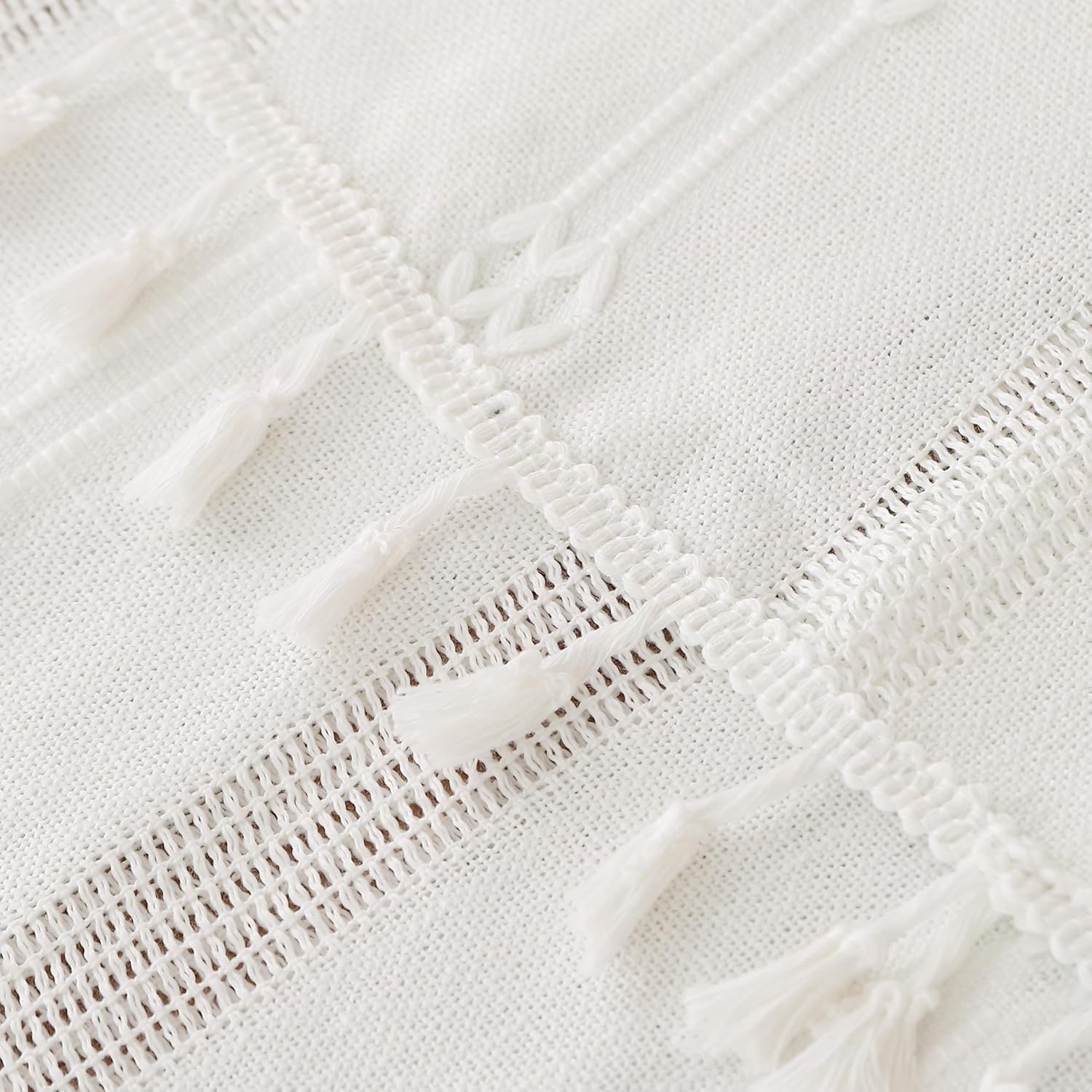 Gernaice Rustic Stripe Embroidered Oval Tablecloth 53x70 Inch