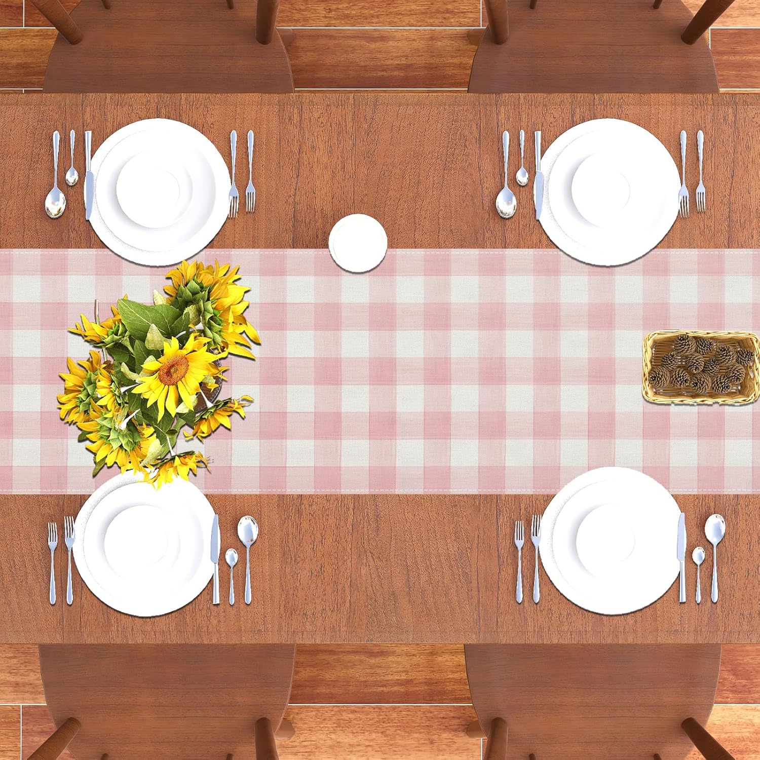 Linen checked tablecloth soft eco-friendly easy to wash multi-use