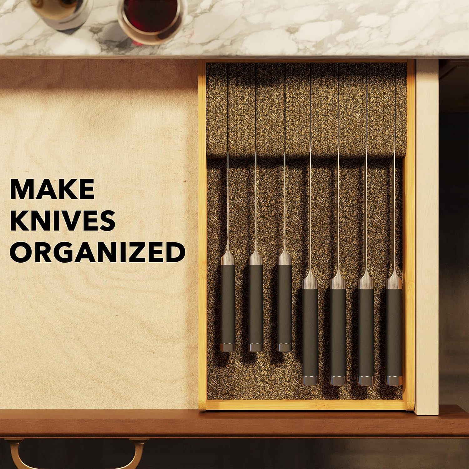 SpaceAid Bamboo Knife Organizer for Drawers