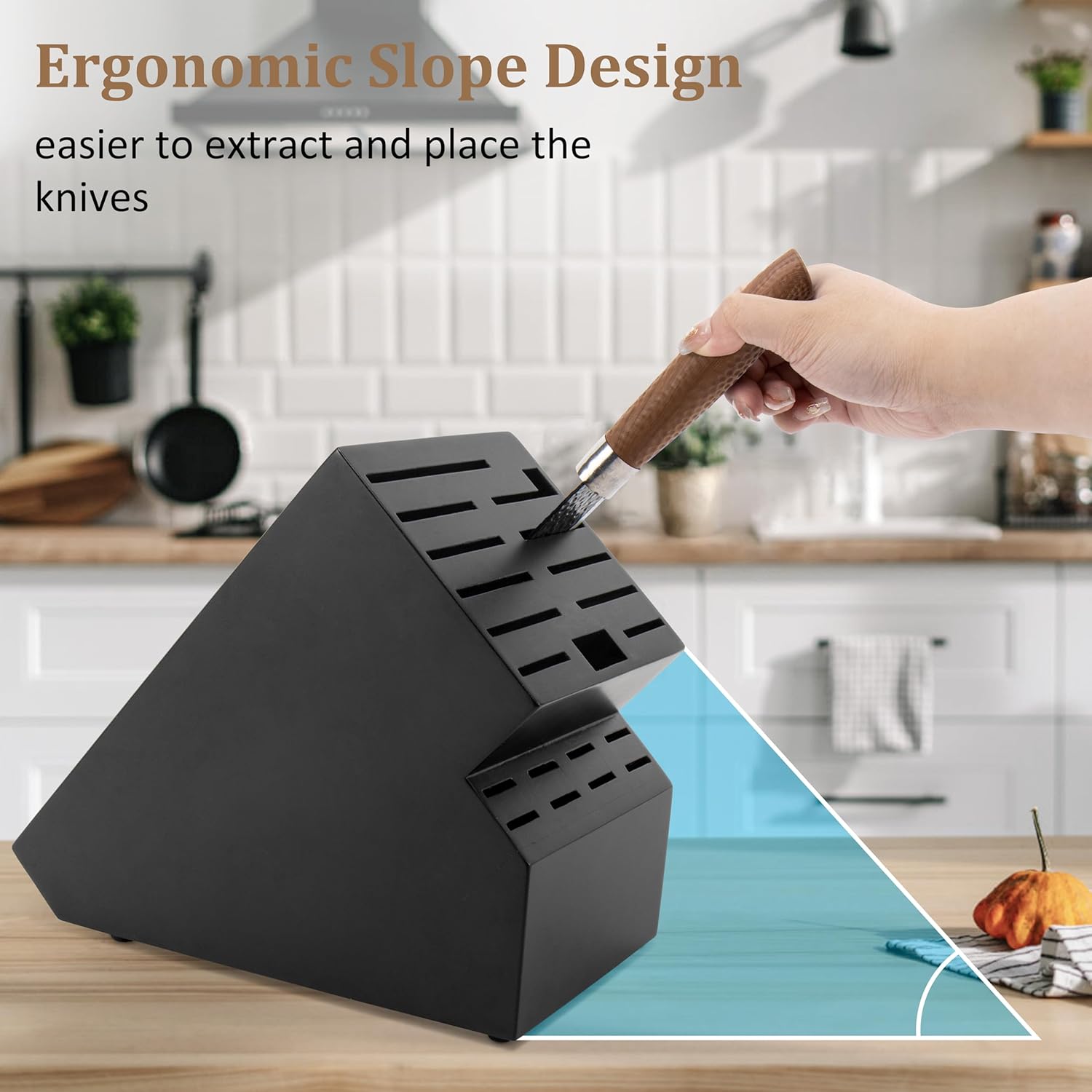 20 Slot Acacia Wood Kitchen Knife Block Organizer