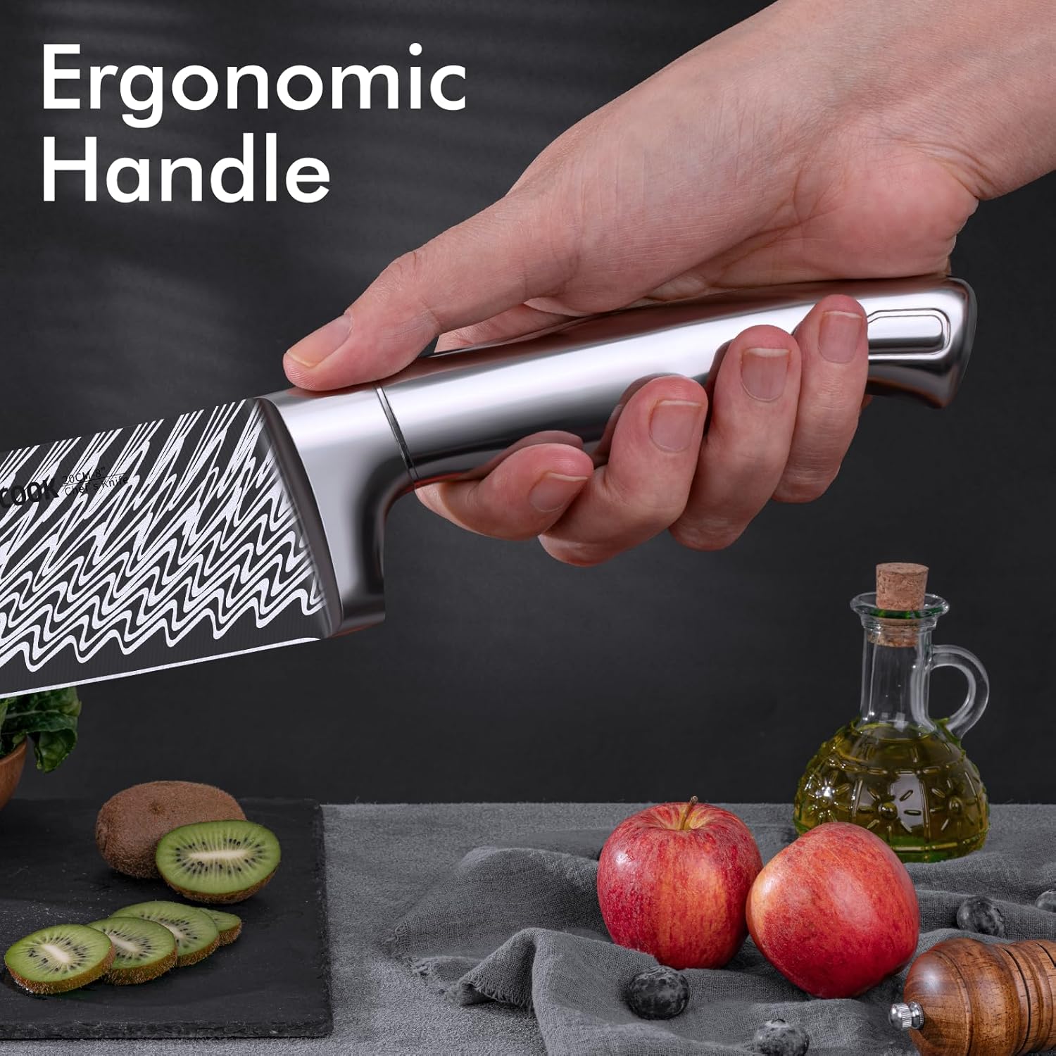 AsterCook Premium German Stainless Steel 15-Piece Knife Set with Built-In Sharpener