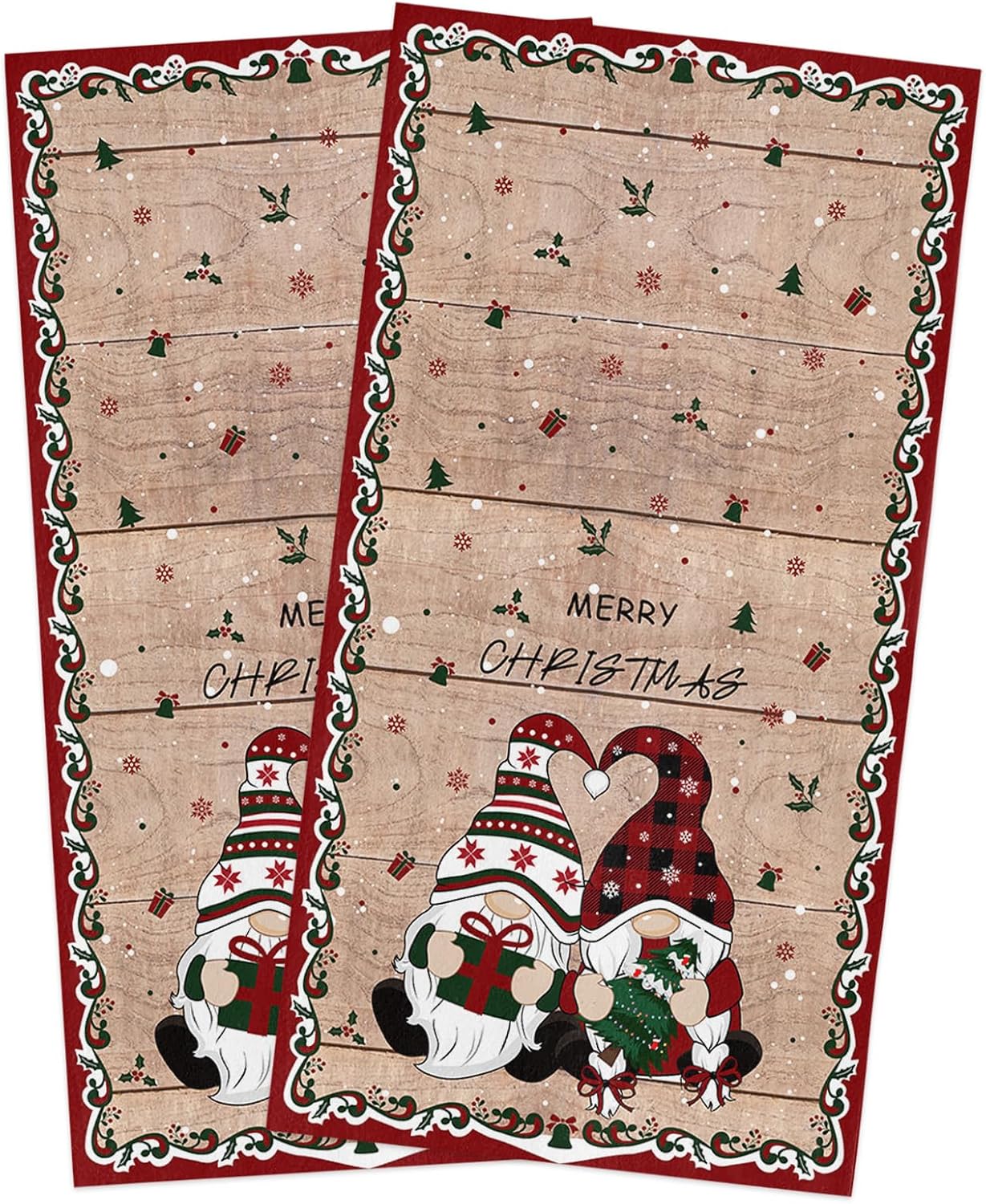 ZOE GARDEN Christmas Kitchen Towels 2 x 18x28 Plaid Brown Set