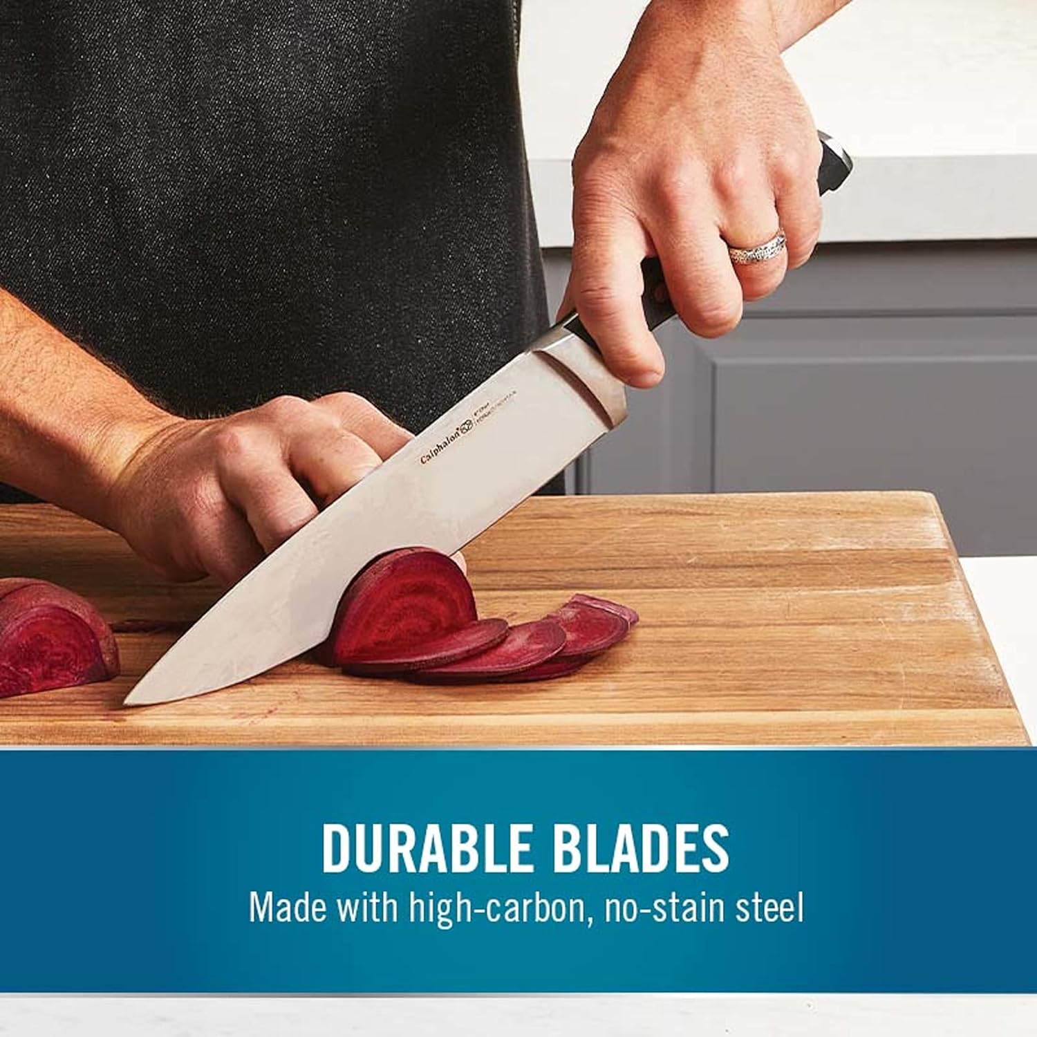 Calphalon Kitchen Knife Set with Self-Sharpening Block Durable Sharp and Premium