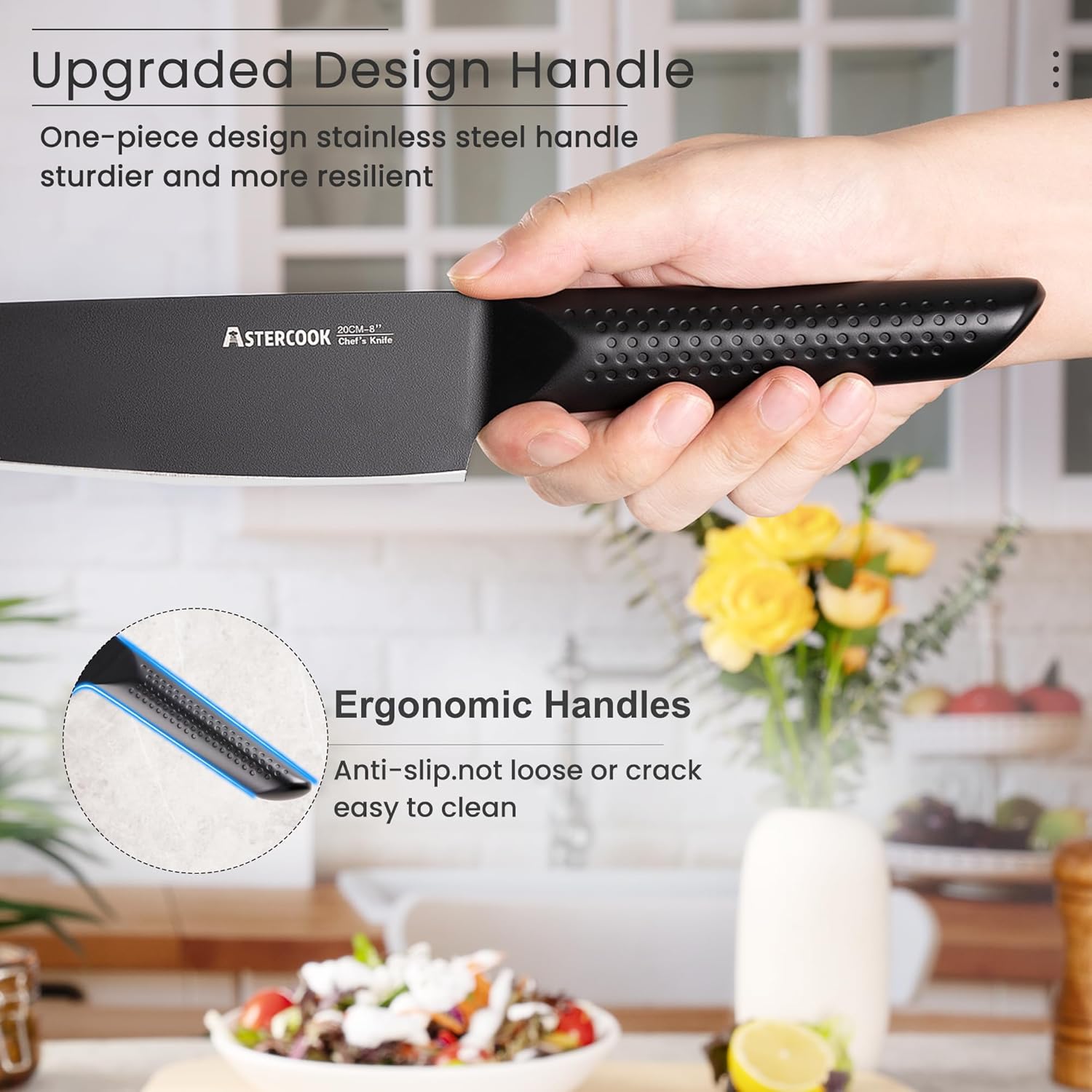 Astercook 15-Piece Chef Knife Set with Block