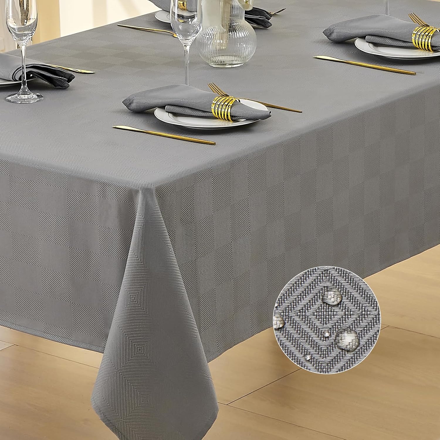 Elegant Checkered Tablecloth for Kitchen and Outdoor 60x84