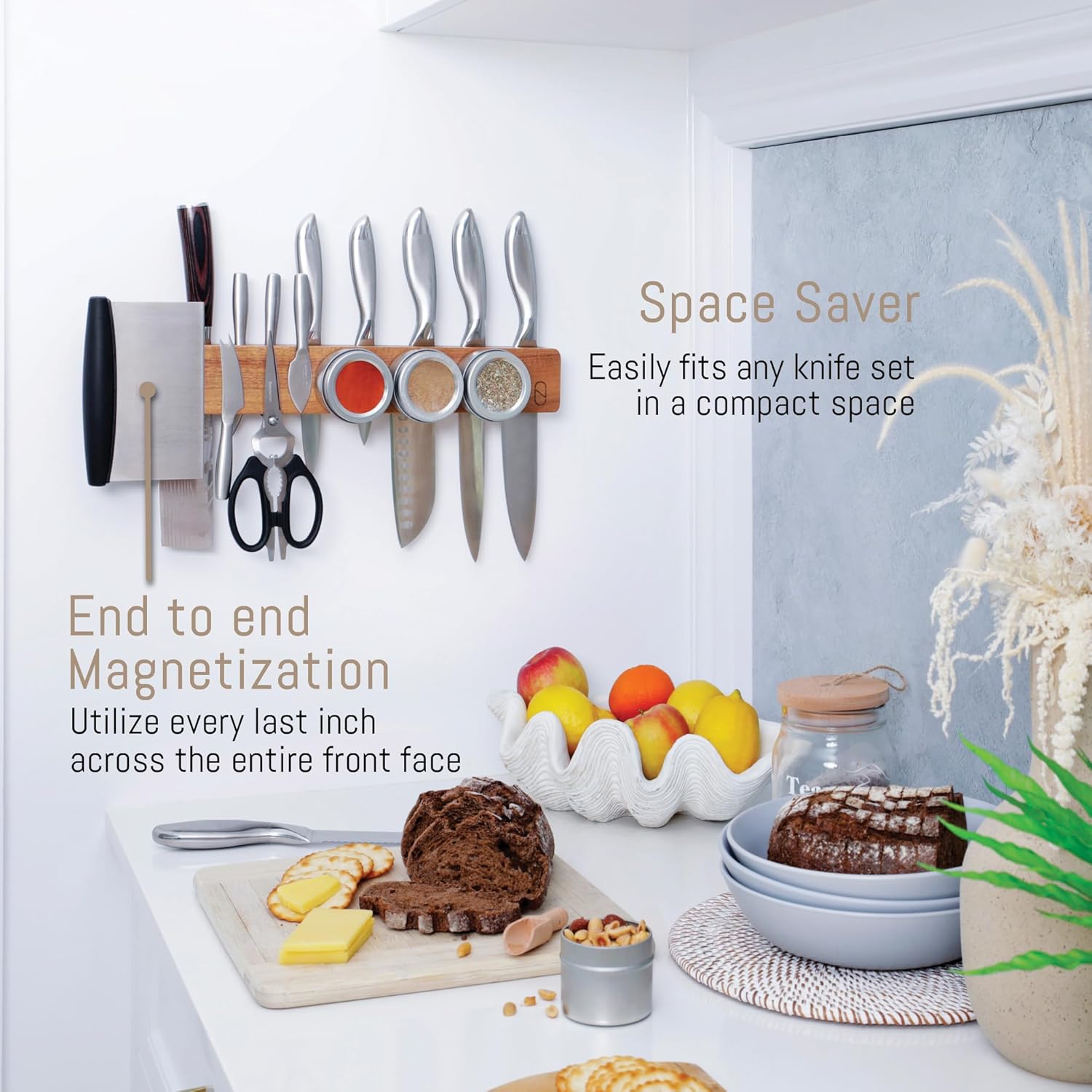 Premium 24 Magnetic Knife Holder with Double Storage Charming Design