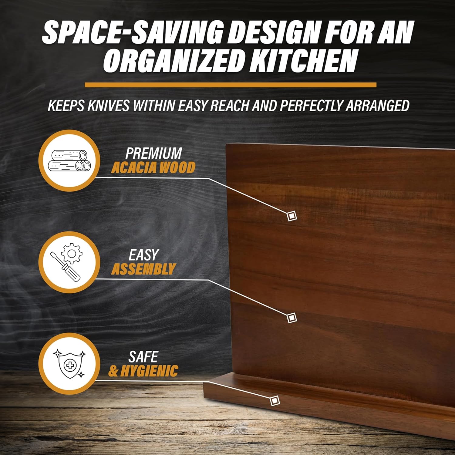 Dual-Sided Wooden Magnetic Knife Holder
