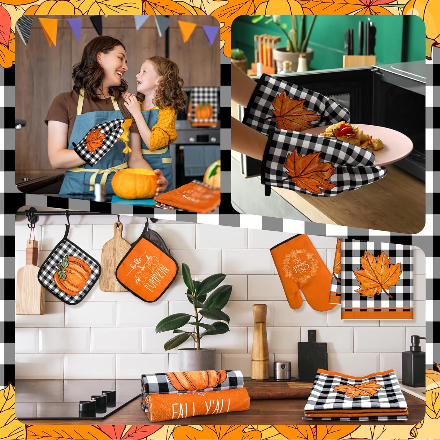 Pickmesh 12-Piece Winter Kitchen Towels and Oven Mitt Set