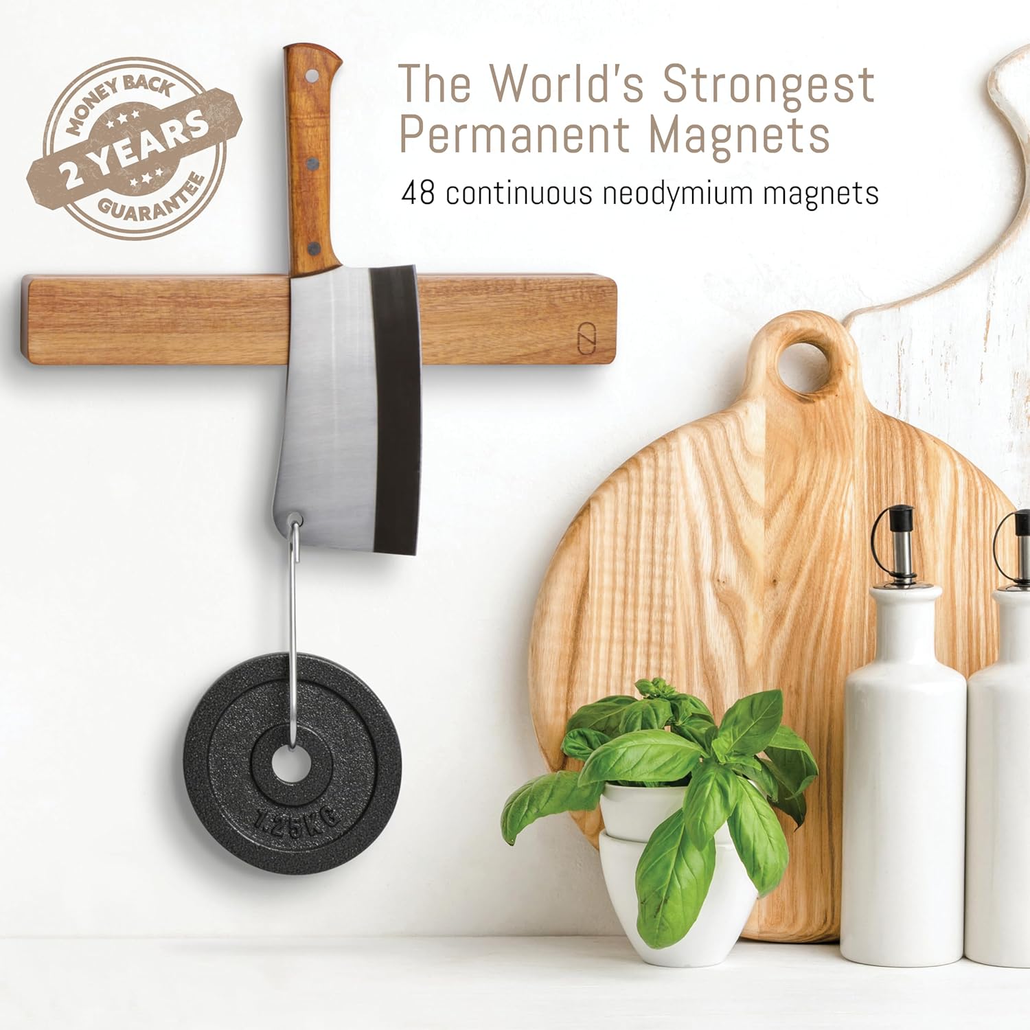 Premium 24 Magnetic Knife Holder with Double Storage Charming Design