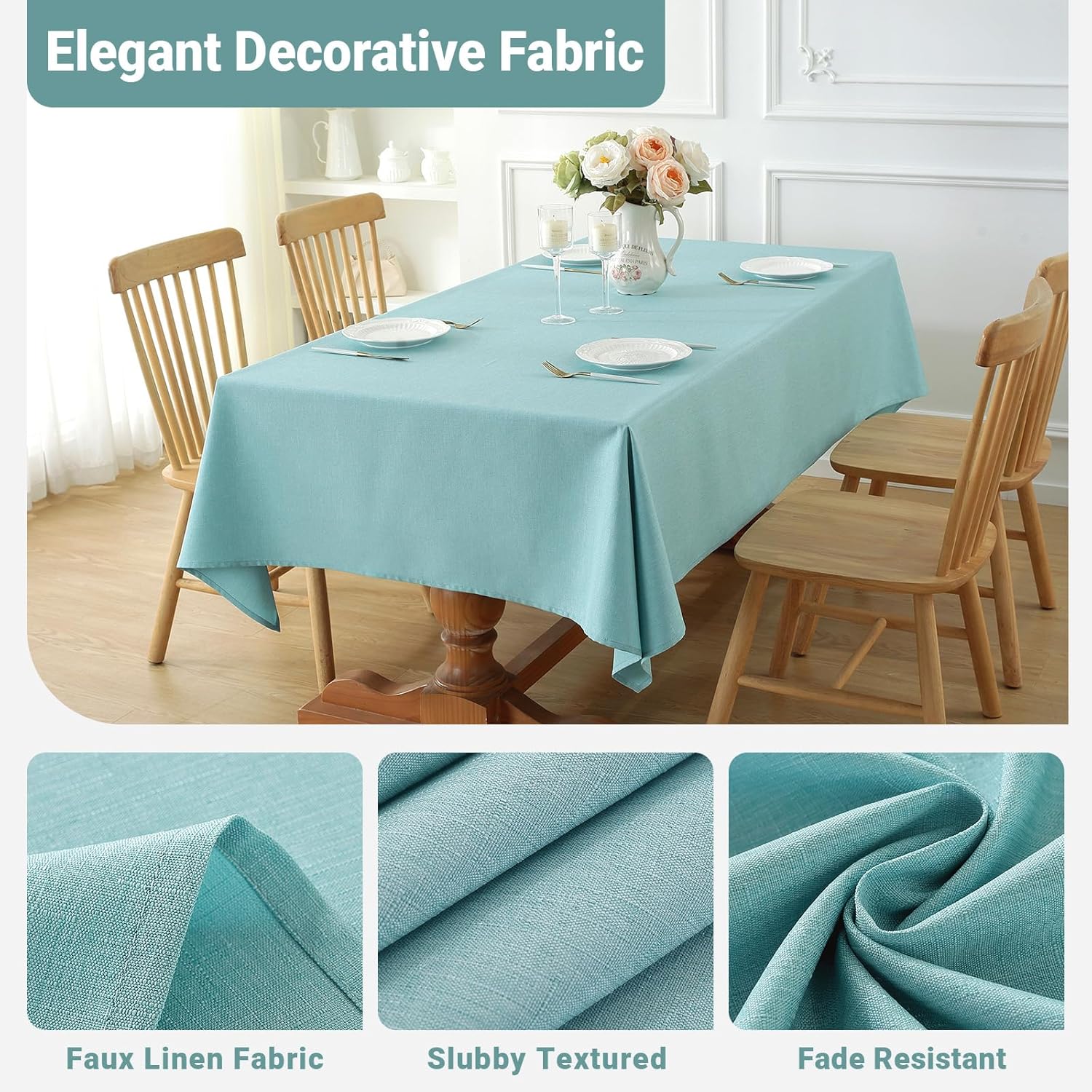 Laolitou waterproof tablecloth Turquoise 60x84