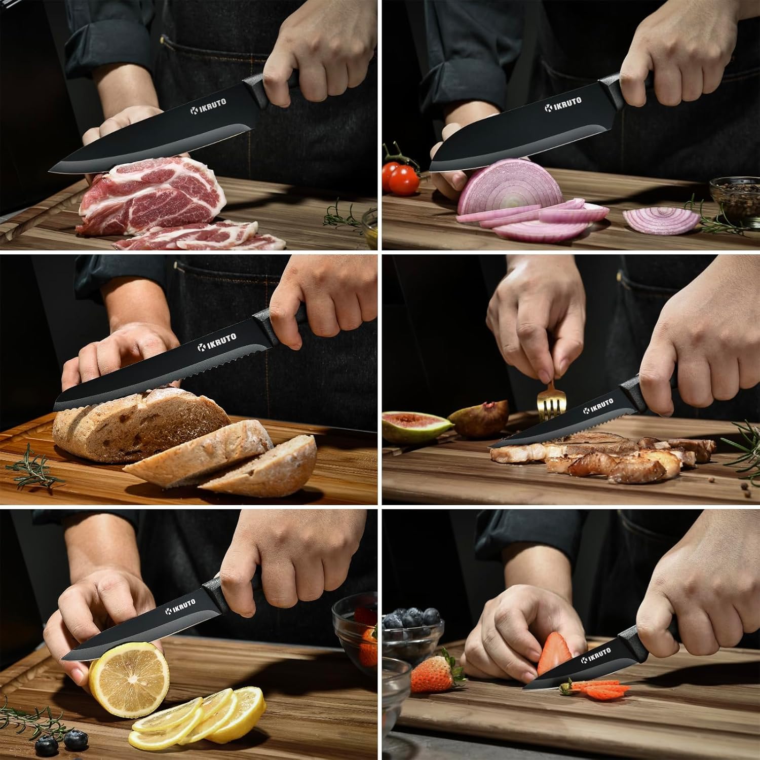 15-Piece Professional Kitchen Knife Set with Block and Sharpener