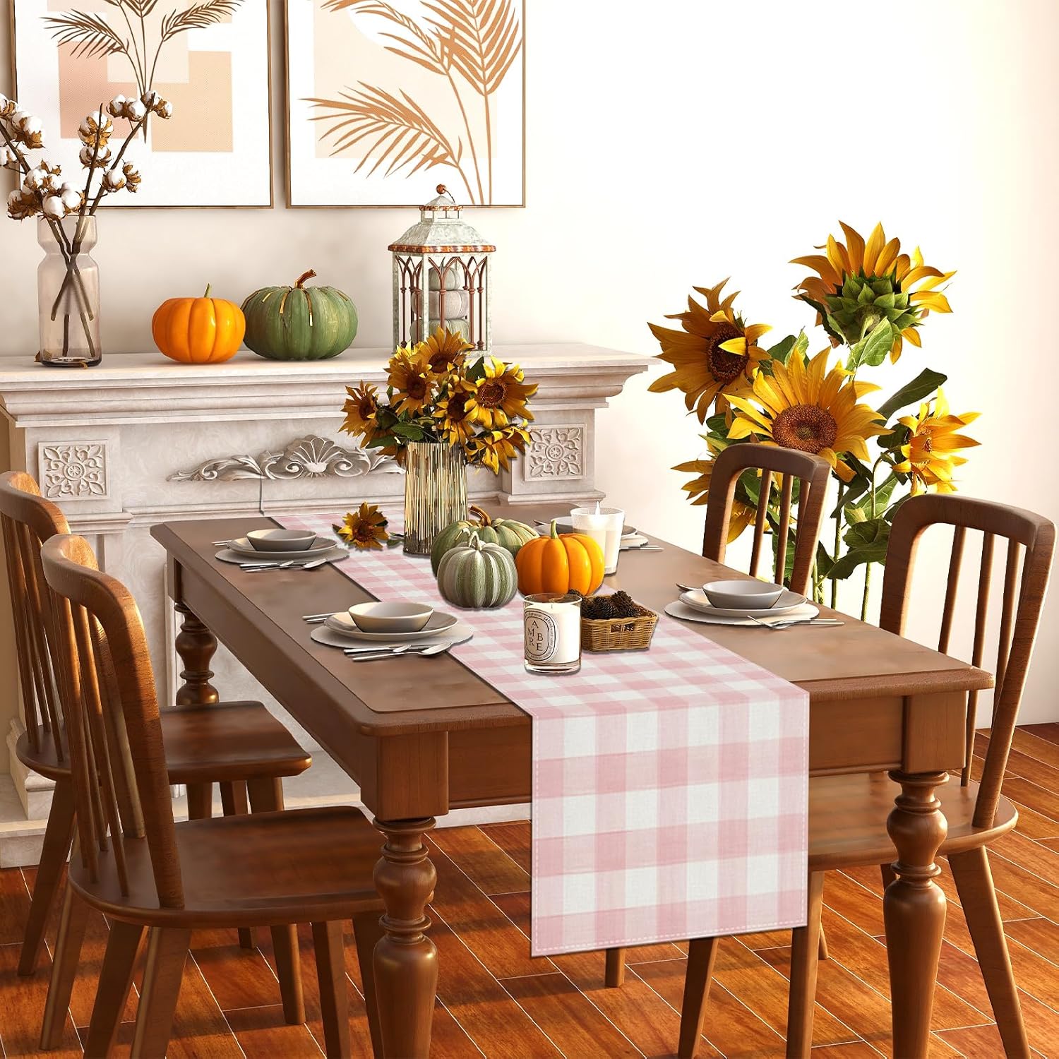 Linen checked tablecloth soft eco-friendly easy to wash multi-use