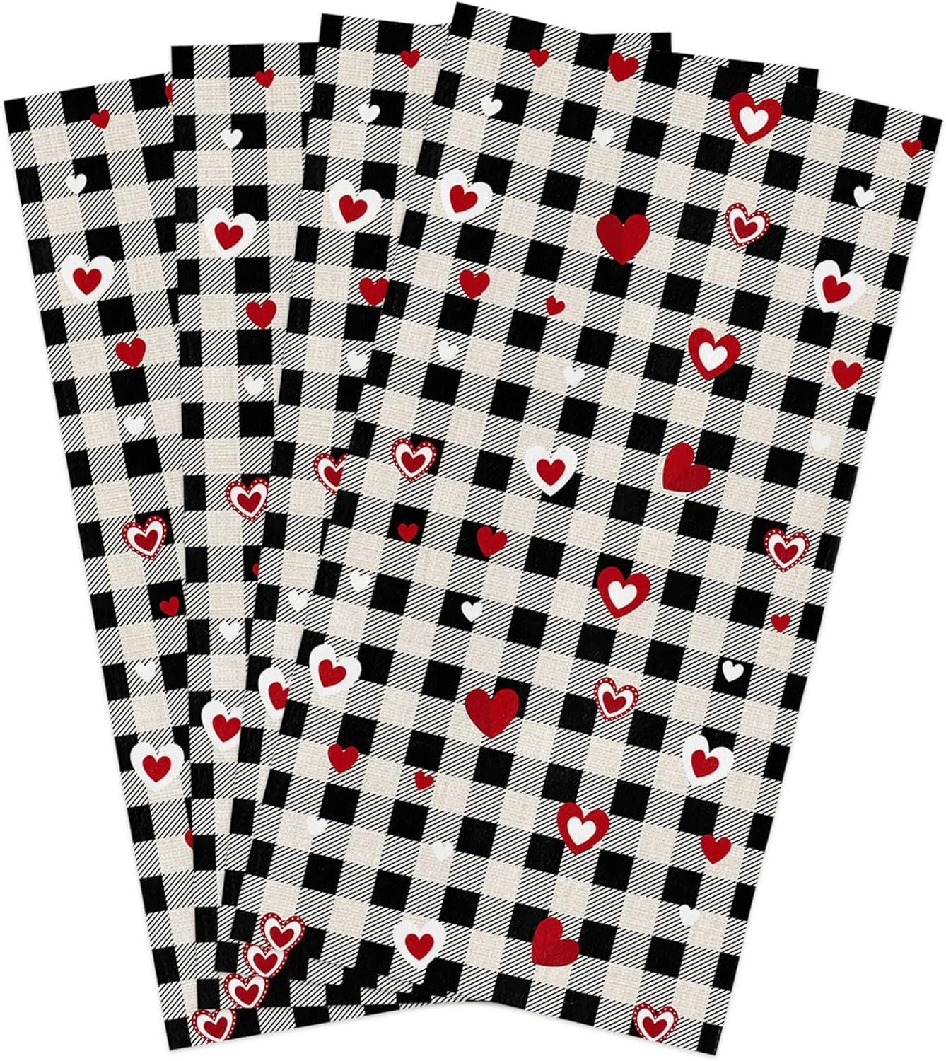 ZOE GARDEN Rustic Plaid Black Dish Towels 4-Pack