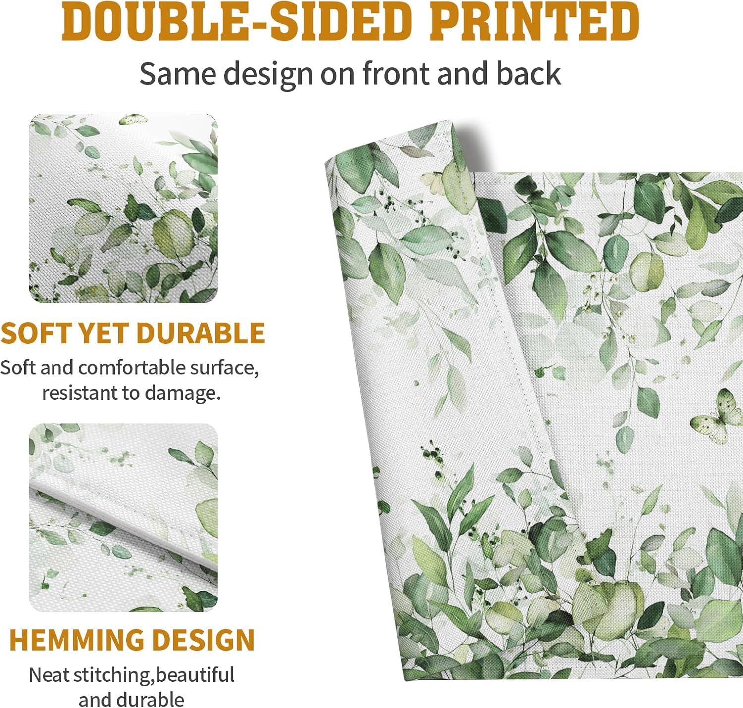 Sage Green Leaf Place Mats Set of 4 Eucalyptus Leaves Placemats 1218 Inch