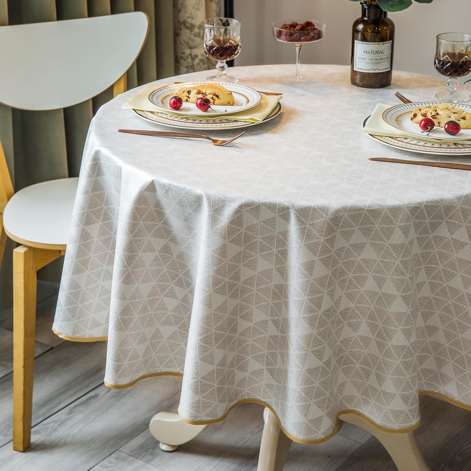 Rustic Linen Style Tablecloth for Kitchen Dining