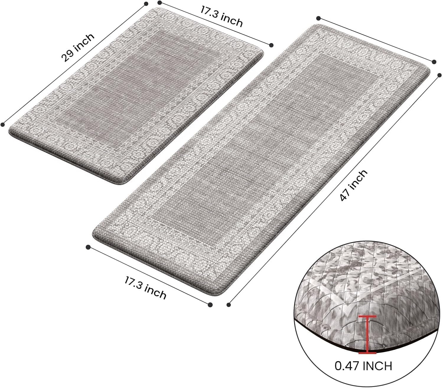 Anti-Fatigue Standing Mat Set - Durable Kitchen Mat for Kitchen Desk Laundry