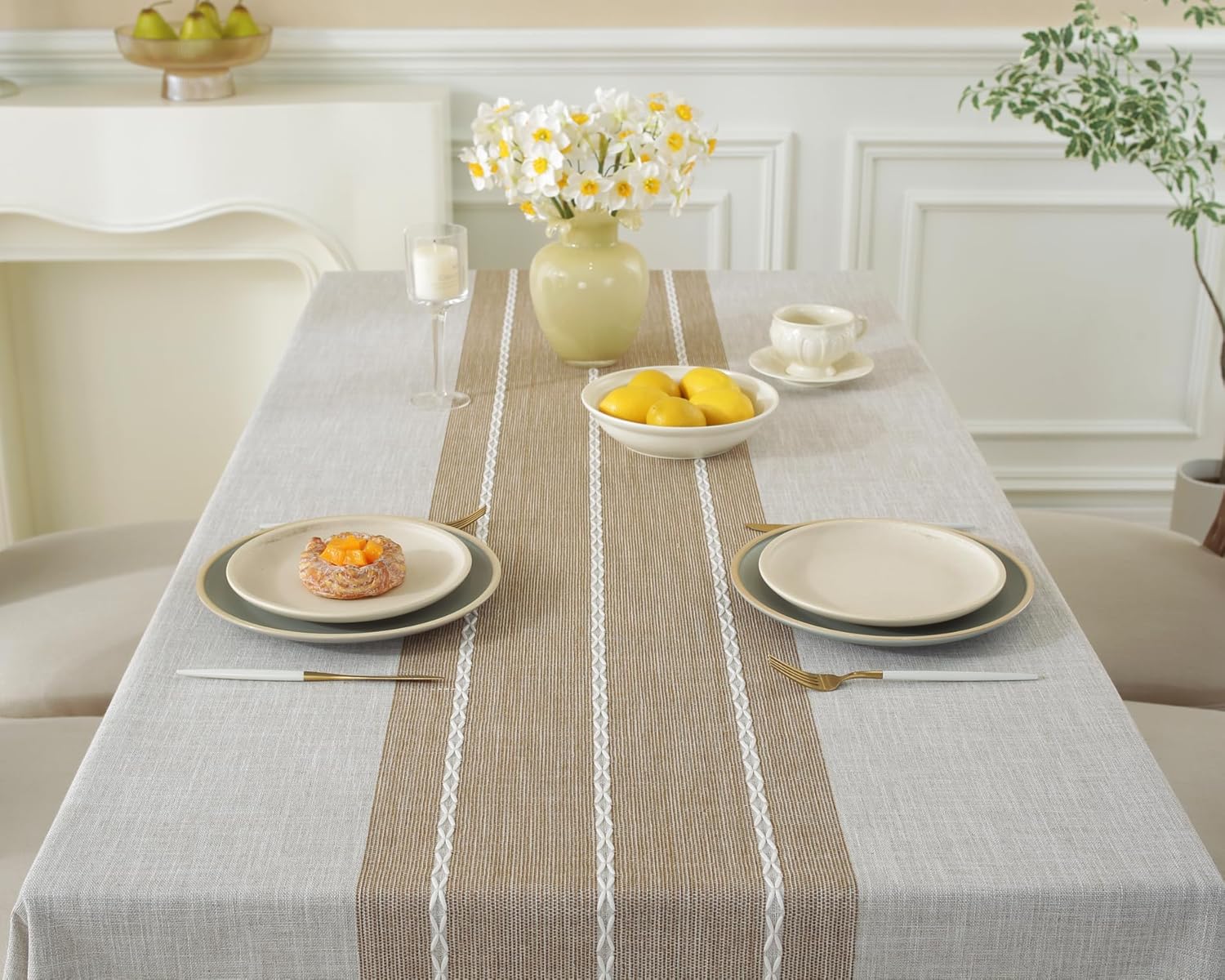 Alsoo Rustic Waterproof Tablecloth 6-8 Seats
