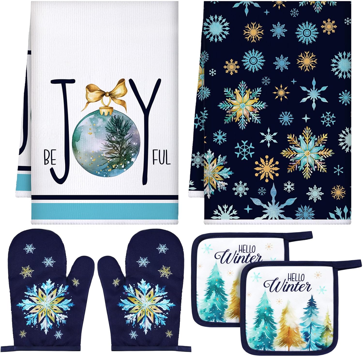 Bencailor 6-Piece Christmas Tree-Themed Kitchen Towels Set
