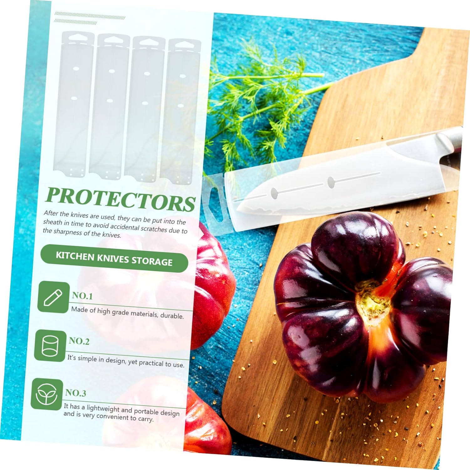 SHOWERORO - Kitchen Cutter Protector 4-Piece Set Durable Knives Guard