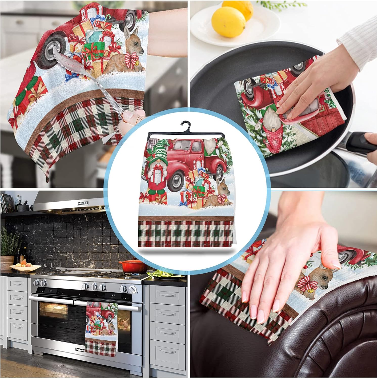 ZOE GARDEN Farmhouse Snowman Kitchen Towels 4-Piece Set