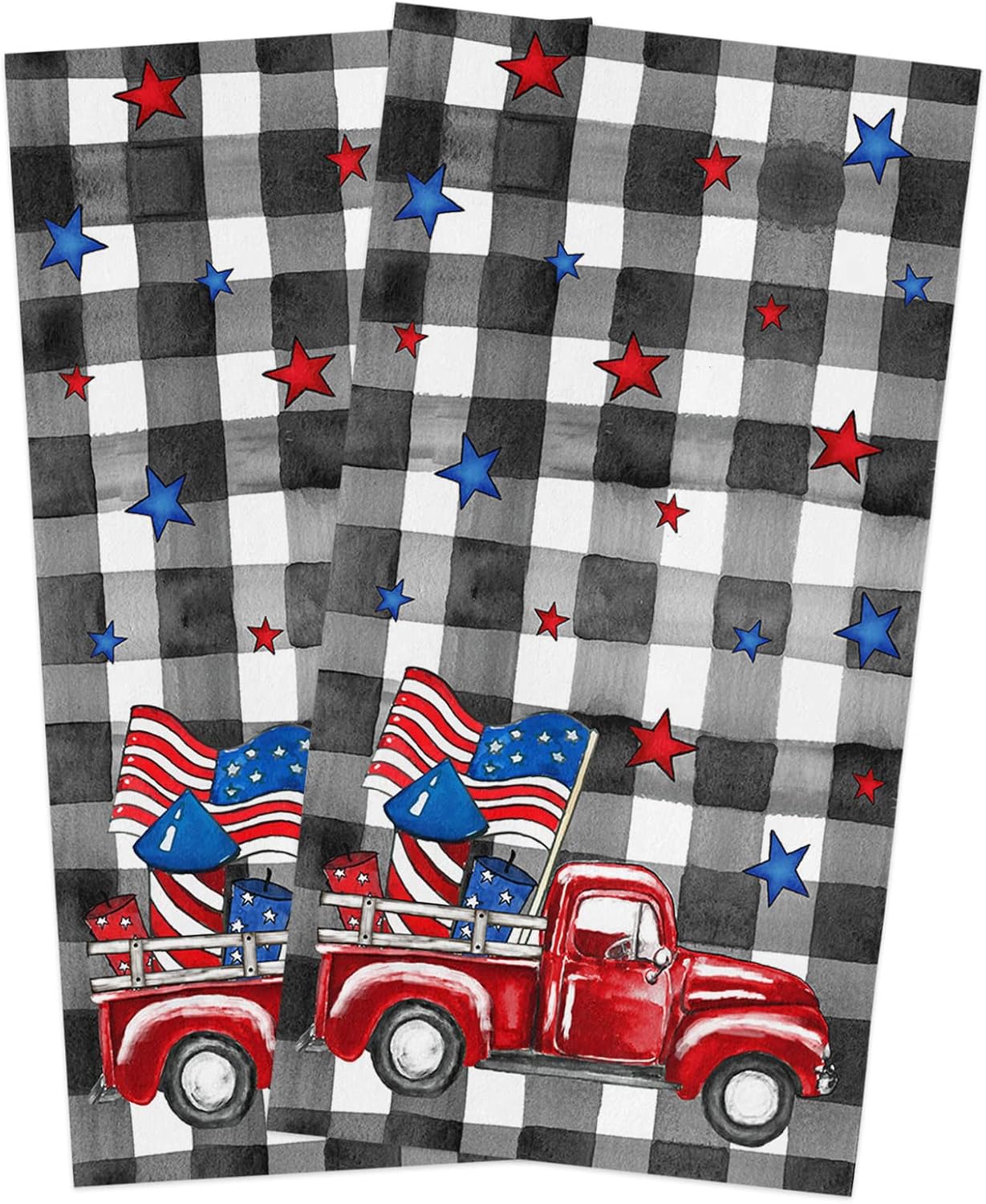 Patriotic Red Truck Kitchen Towels