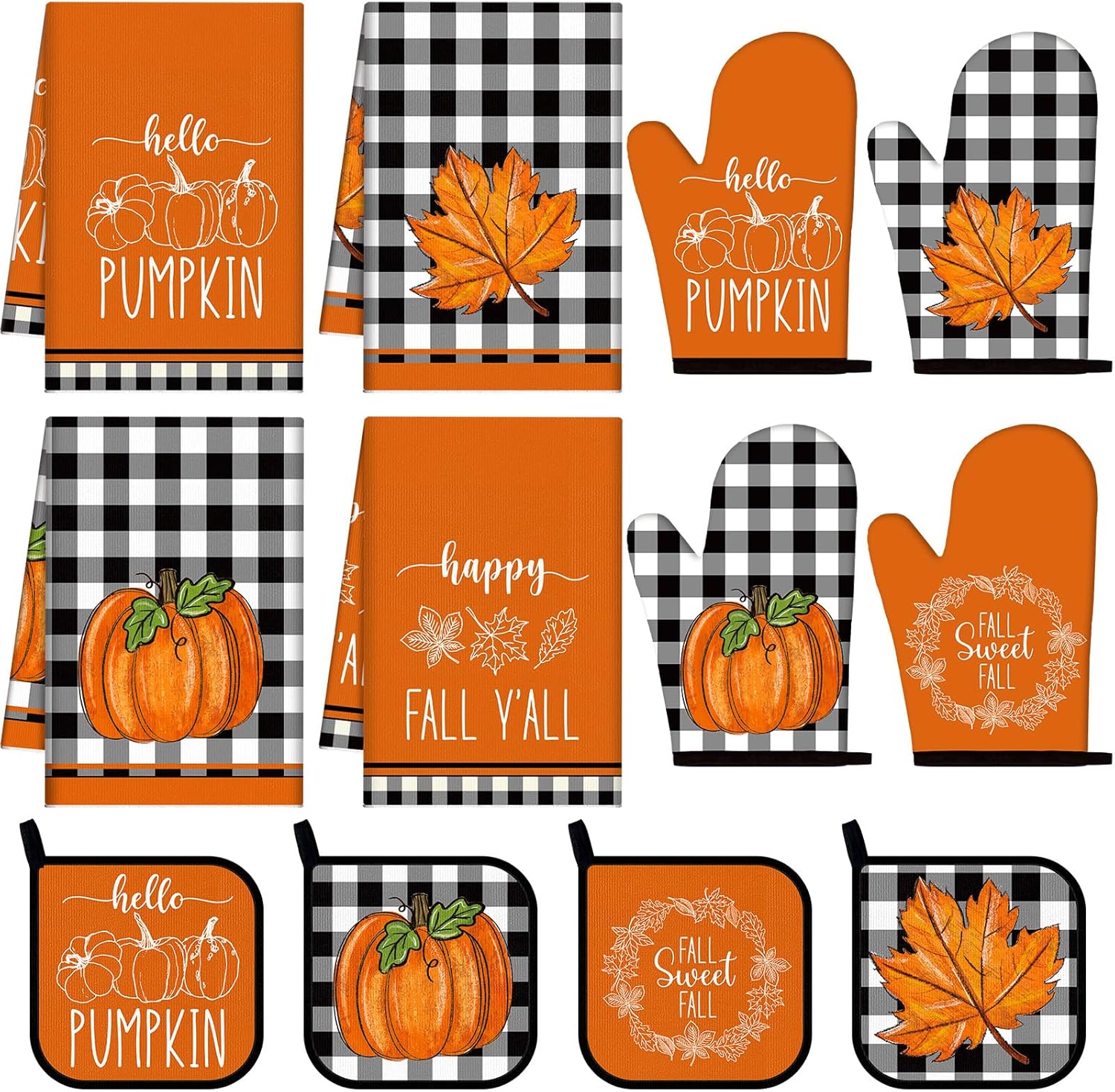 Pickmesh 12-Piece Winter Kitchen Towels and Oven Mitt Set