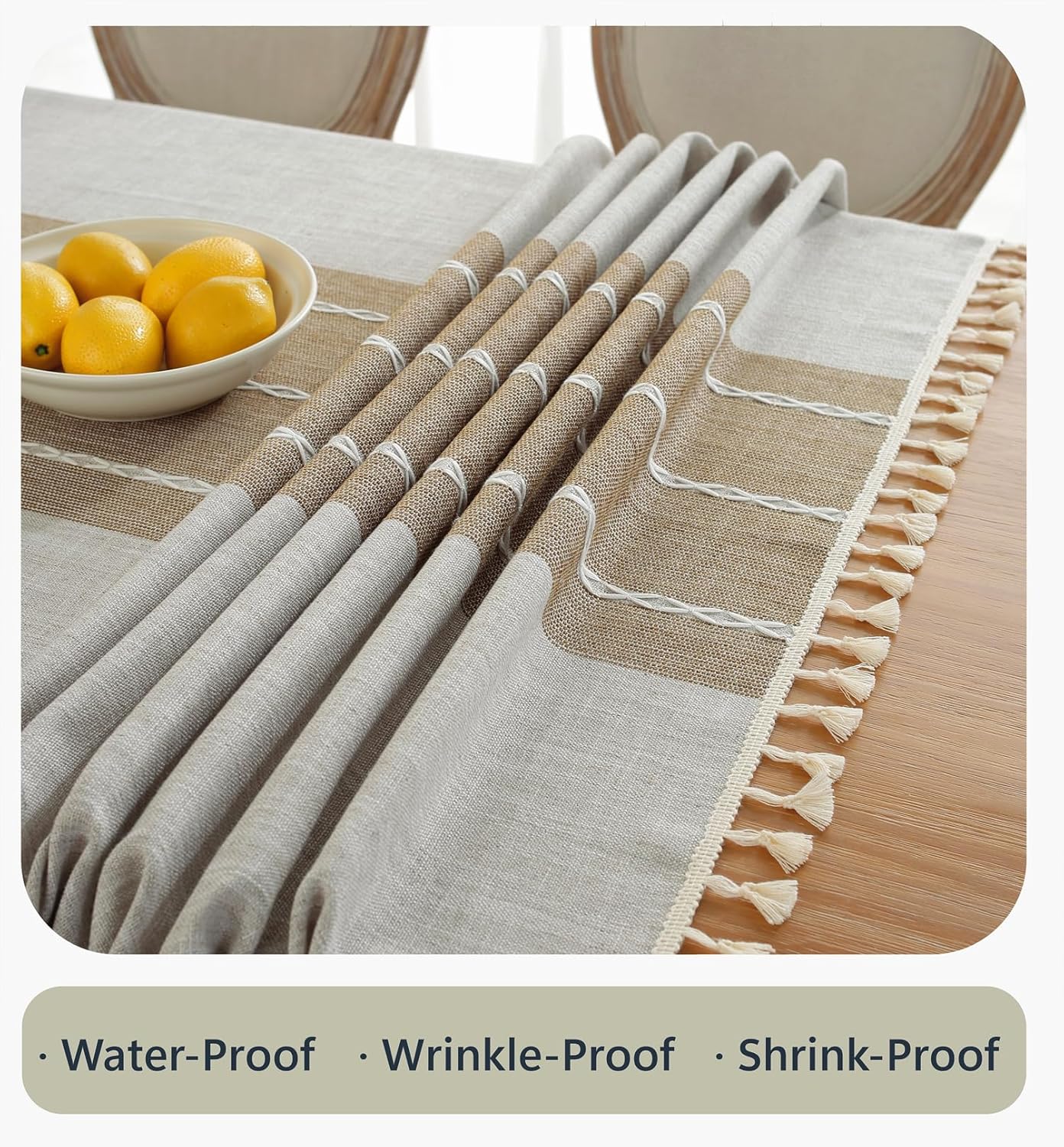 Alsoo Rustic Waterproof Tablecloth 6-8 Seats