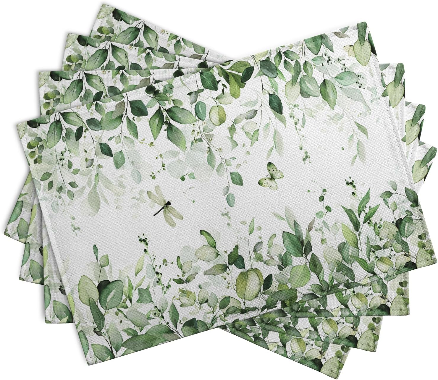 Sage Green Leaf Place Mats Set of 4 Eucalyptus Leaves Placemats 1218 Inch