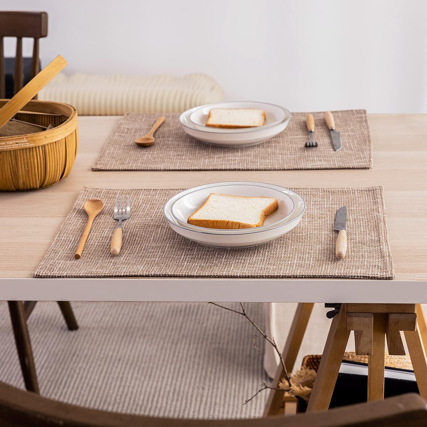 Kevin Textile Set of 4 Heat-Resistant Placemats Natural Linen 13x19