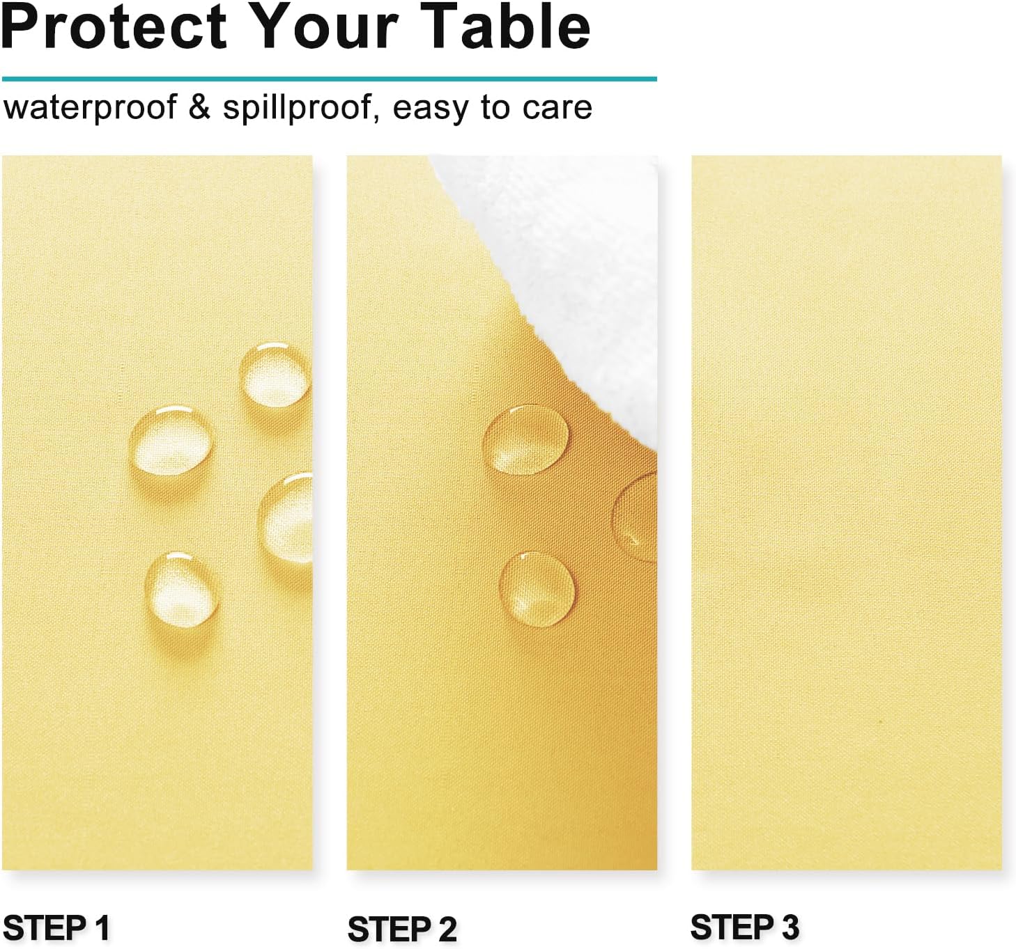 Hiasan 70x70 inch Water-Resistant Tablecloth for 6 Foot Tables