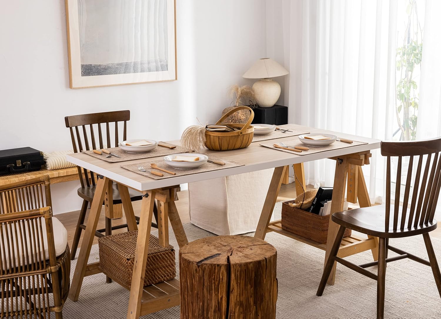 Kevin Textile Set of 4 Heat-Resistant Placemats Natural Linen 13x19