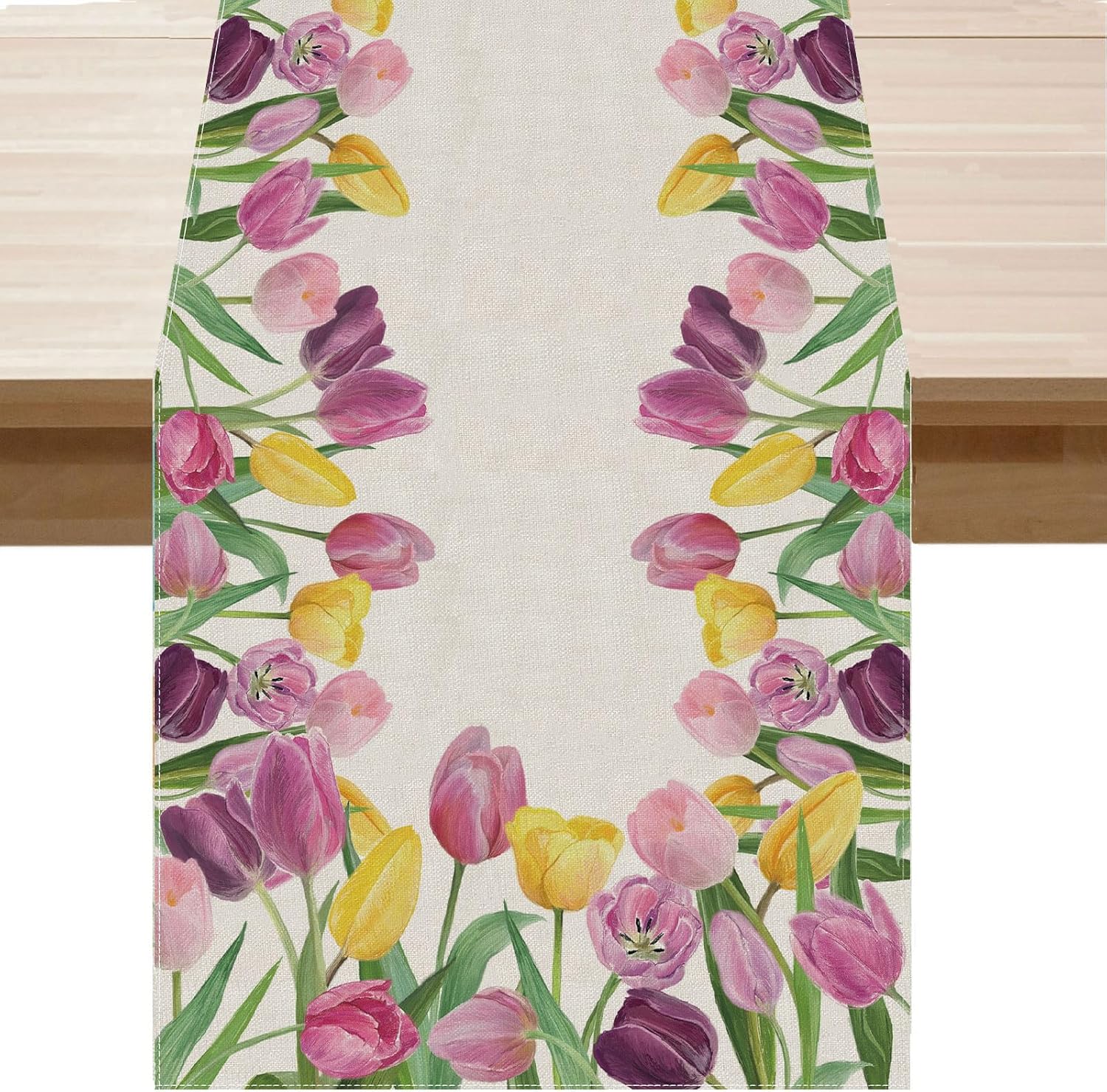 BOTB LIHM 13x90 Inch Burlap Table Runner for Home Kitchen Dining